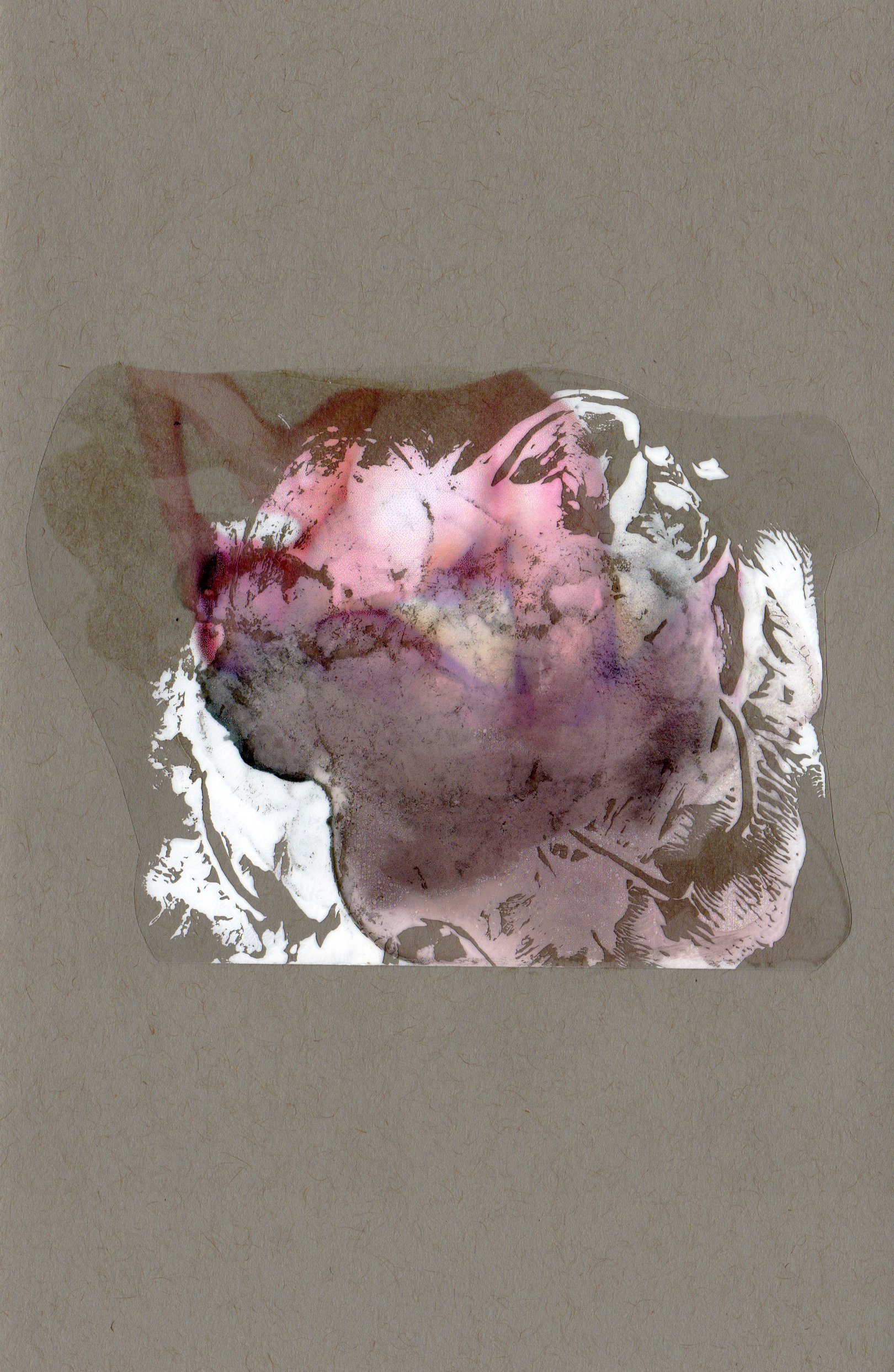 Snowflake, 2014, paint transparency archival ink and paper, 8.5x5.5 inches