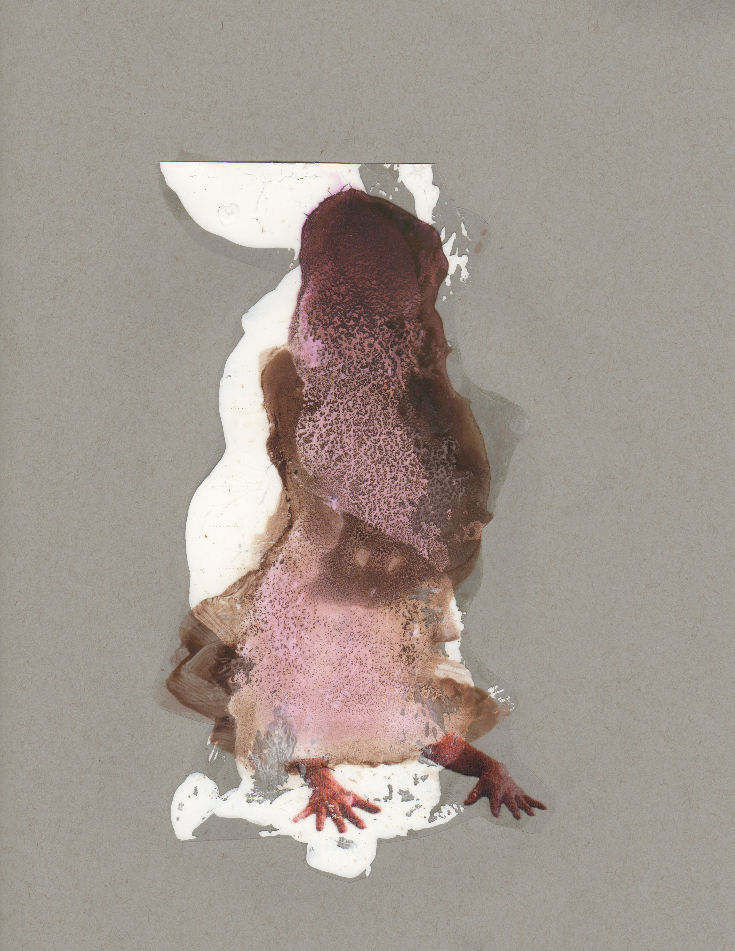 Under A Rock, 2014, paint transparency archival ink and paper, 9x12 inches