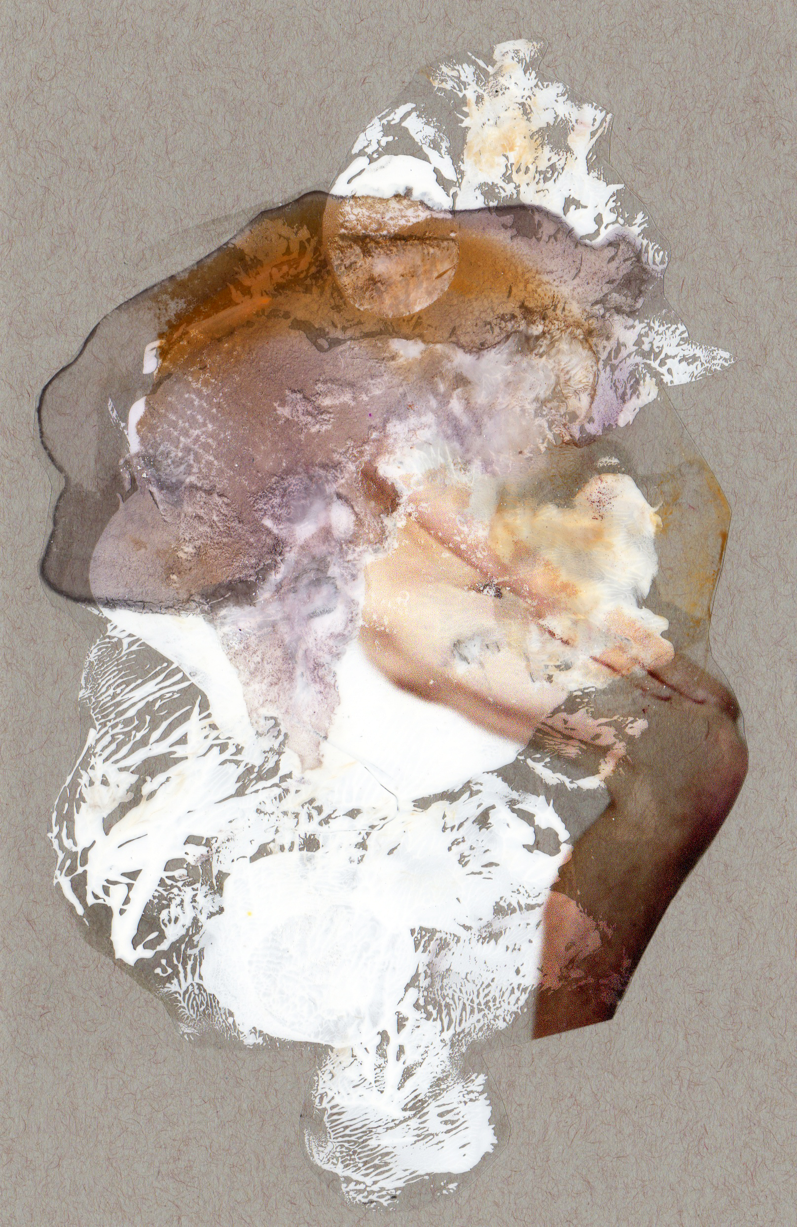 Winter Passing, 2014, paint transparency archival ink and paper, 8.5x5.5 inches