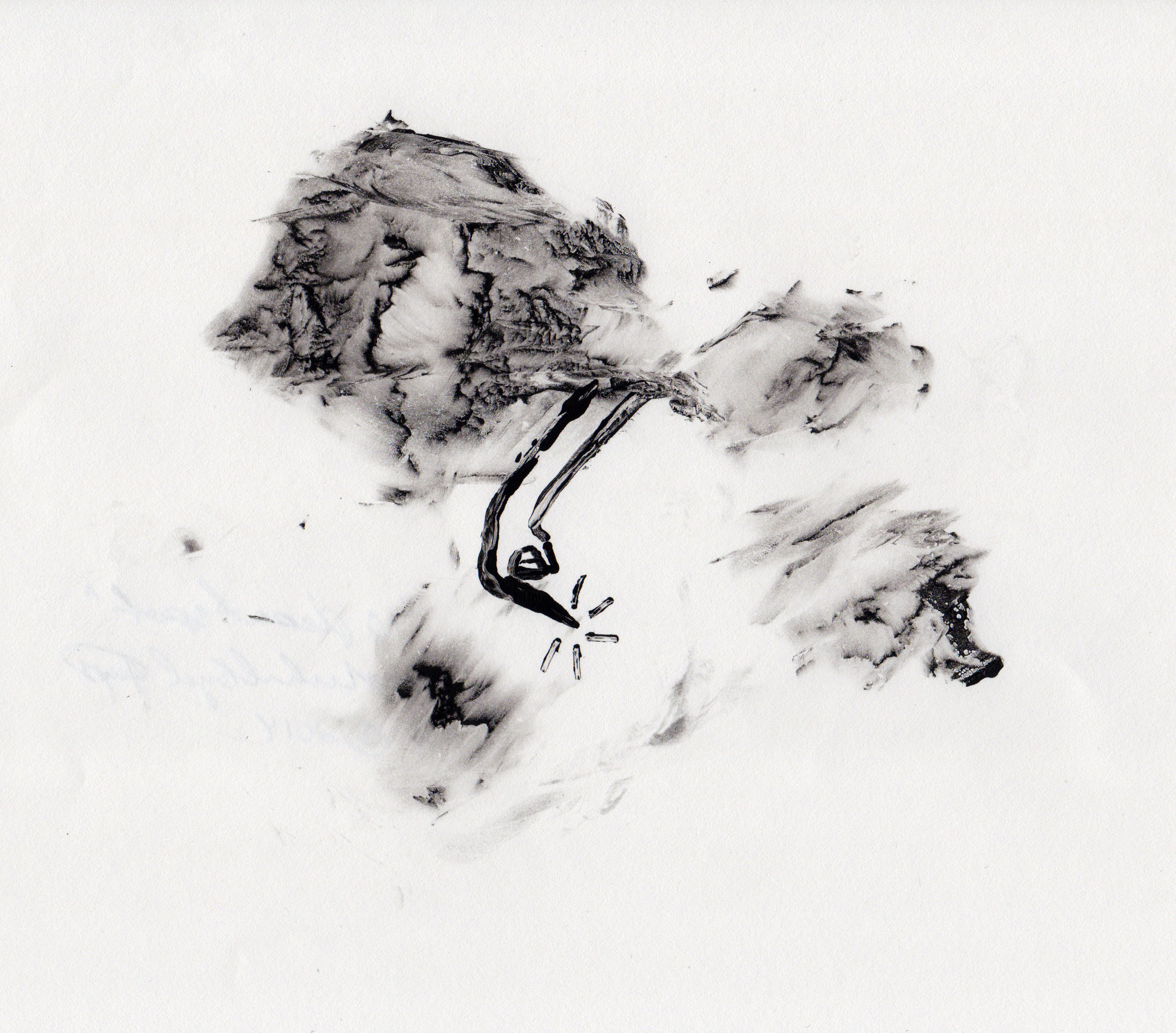 A Pleasant Spot, 2014, gelatin monotype, 10x9 inches