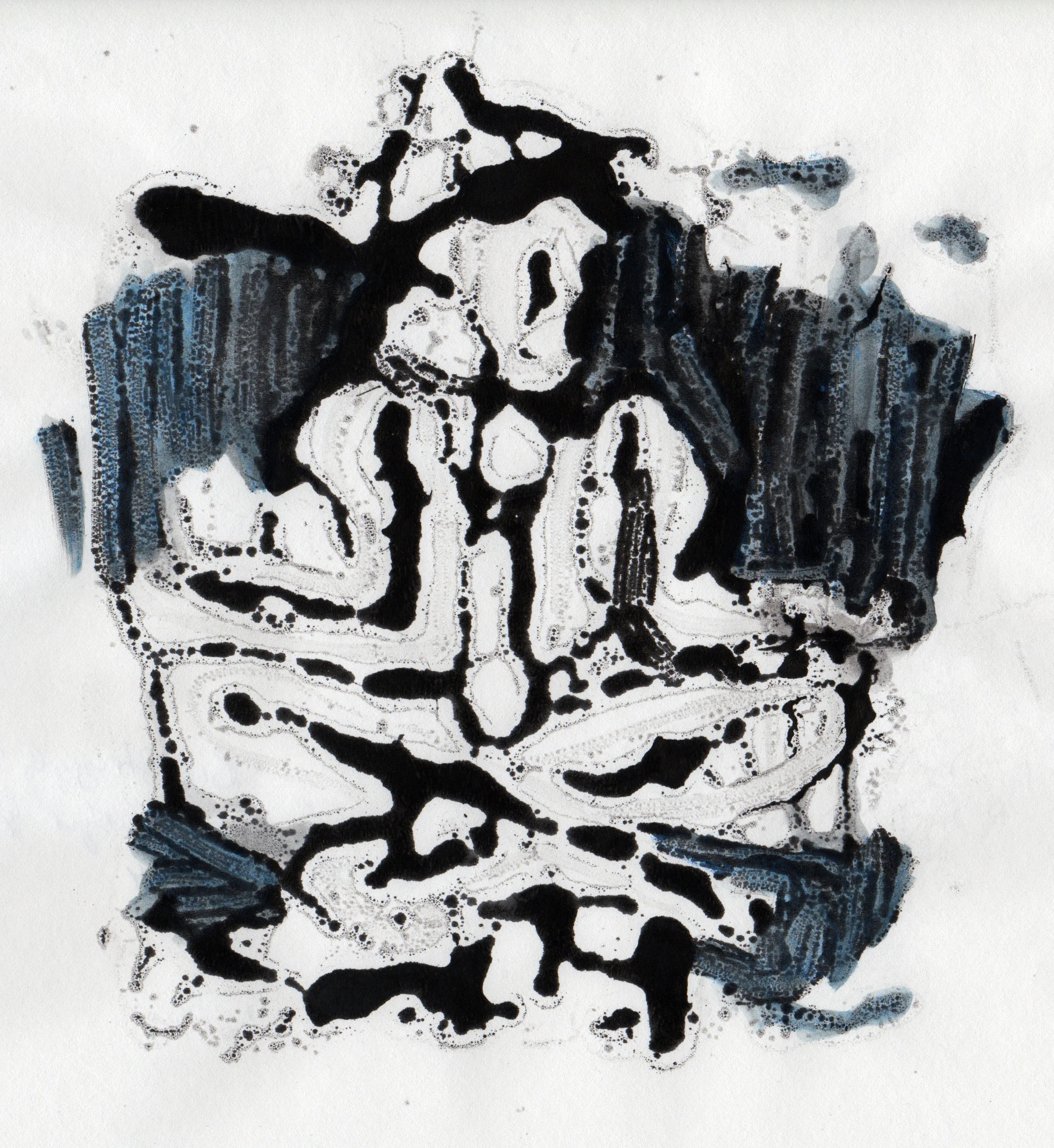 Big Struggle, 2014, hand colored gelatin monotype, 10x9 inches