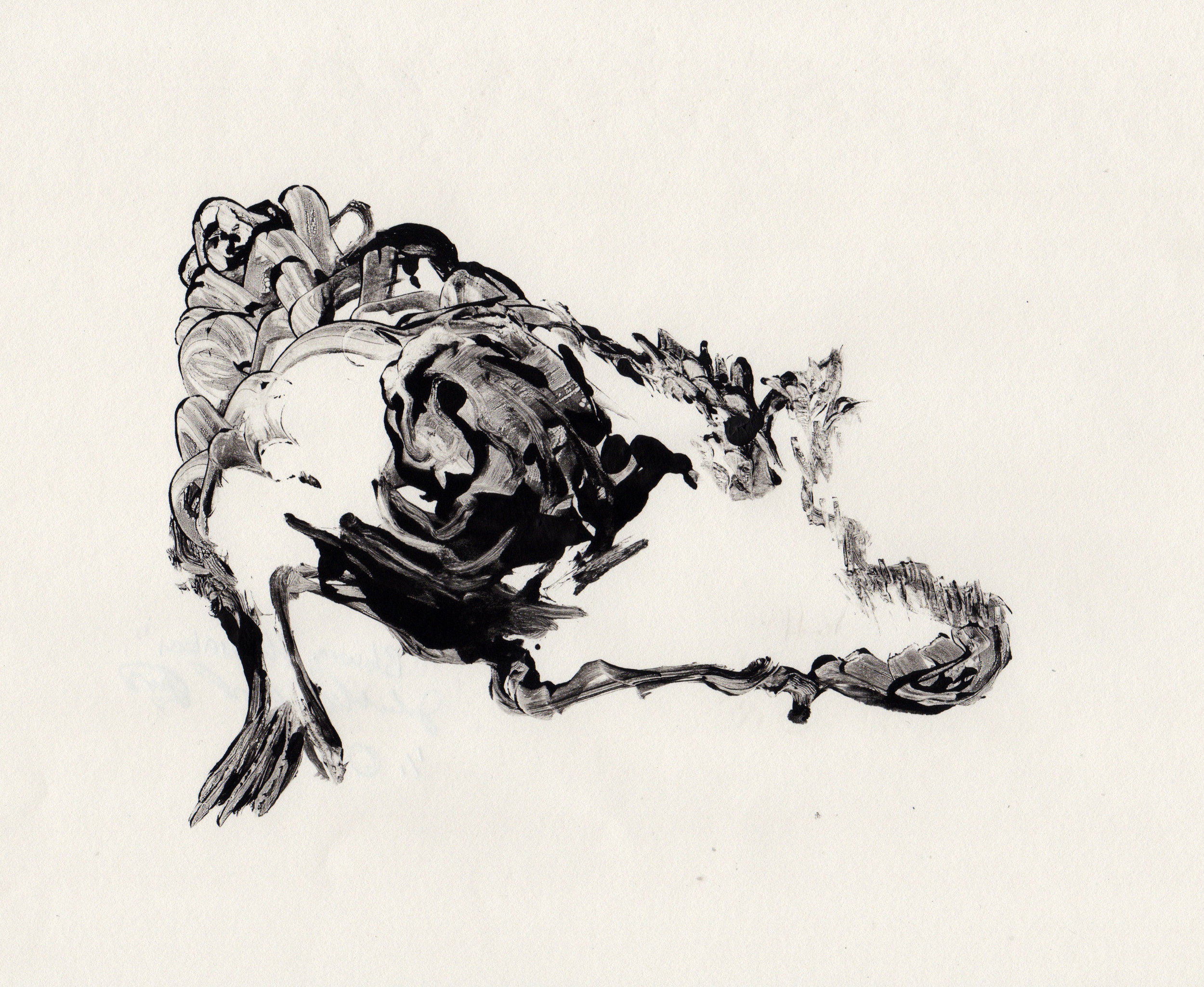 Blowing The Embers, 2014, gelatin monotype, 10x9 inches