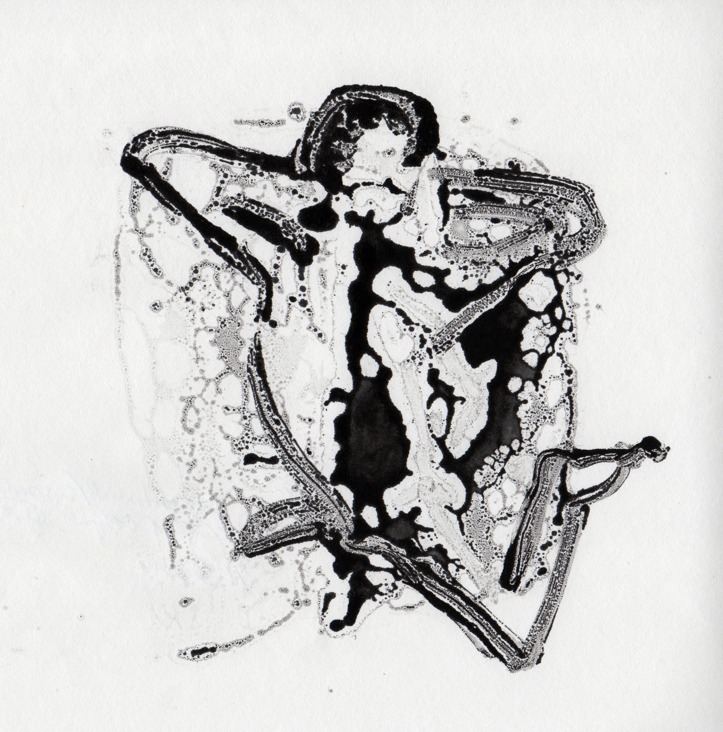 Discontinued Suspended, 2014, gelatin monotype, 10x9 inches