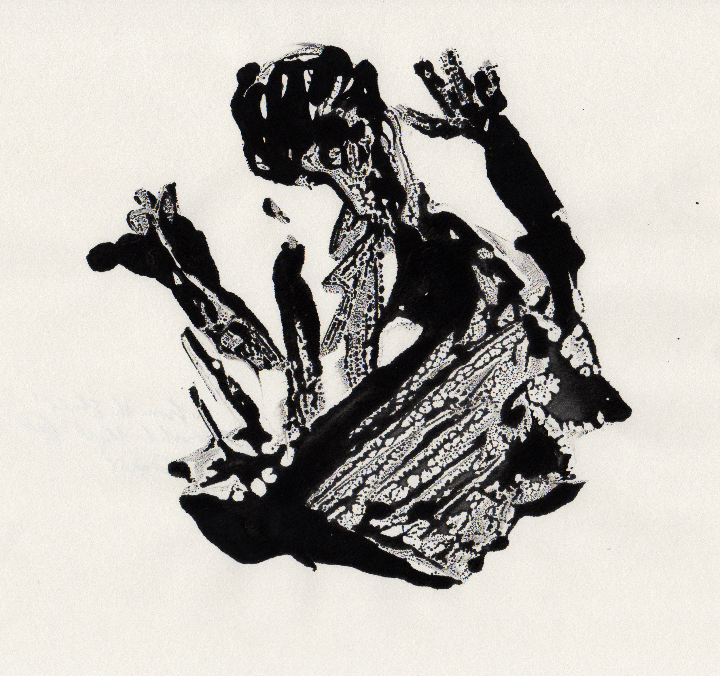 From The Shell, 2014, gelatin monotype, 10x9 inches