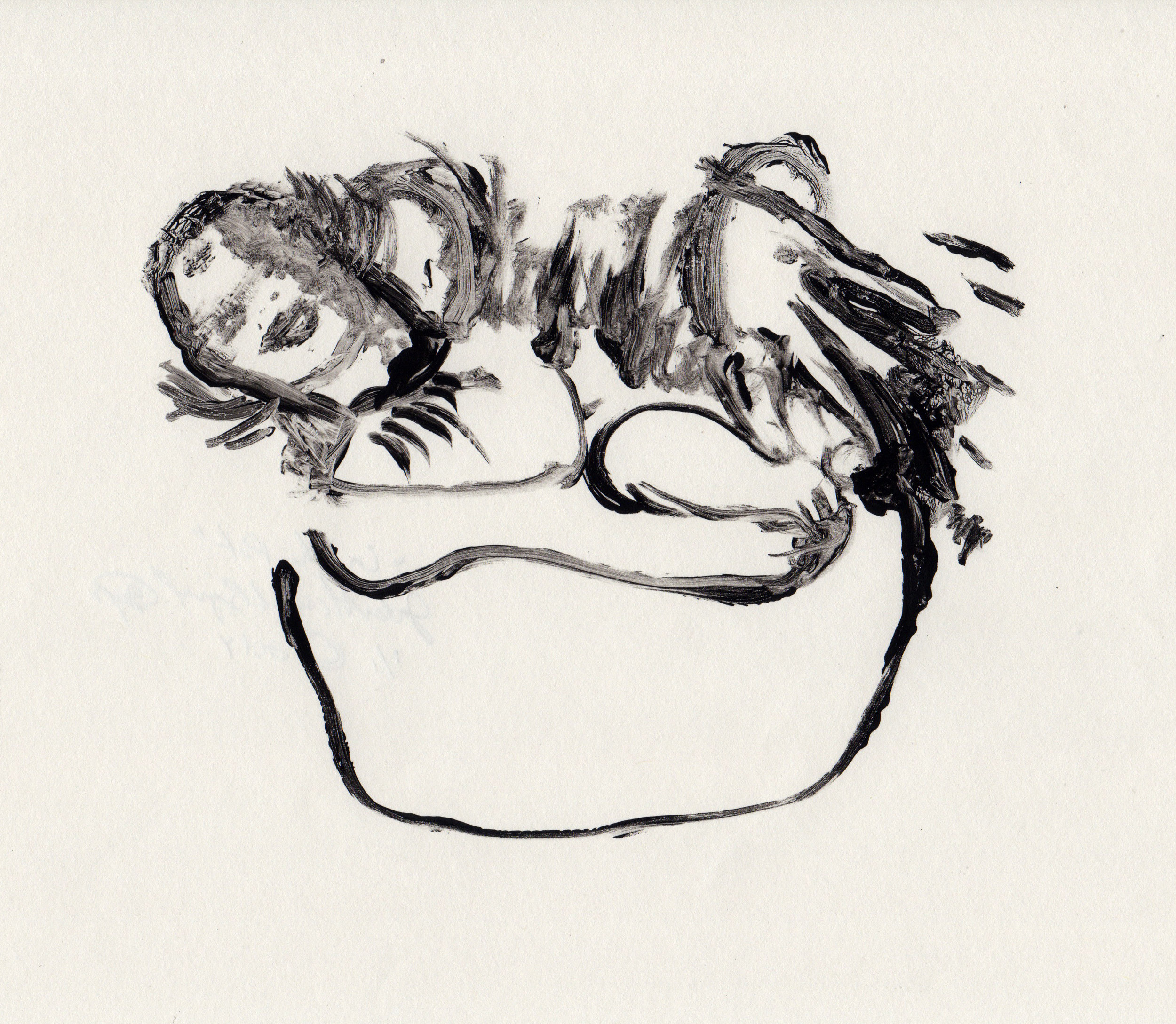 In The Pot, 2014, gelatin monotype, 10x9 inches