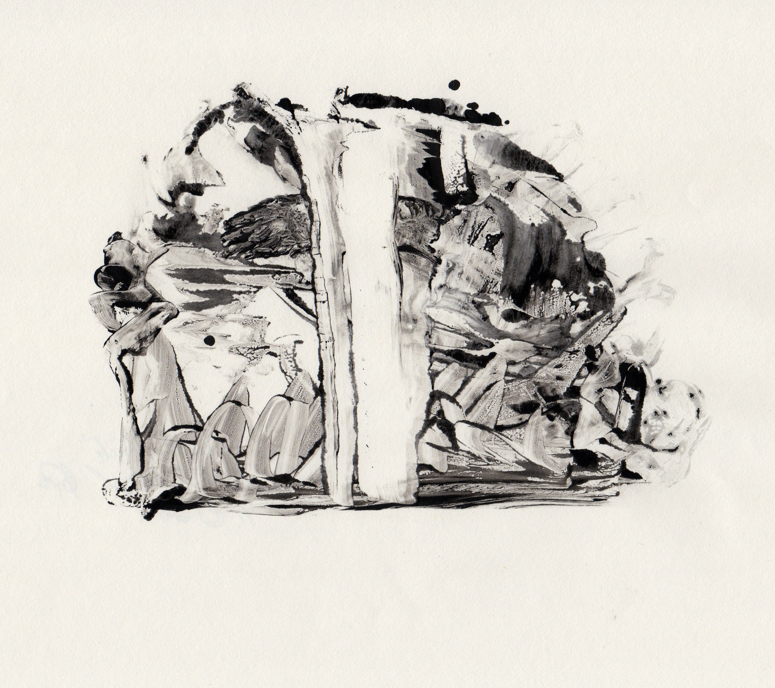 In The Thick, 2014, gelatin monotype, 10x9 inches