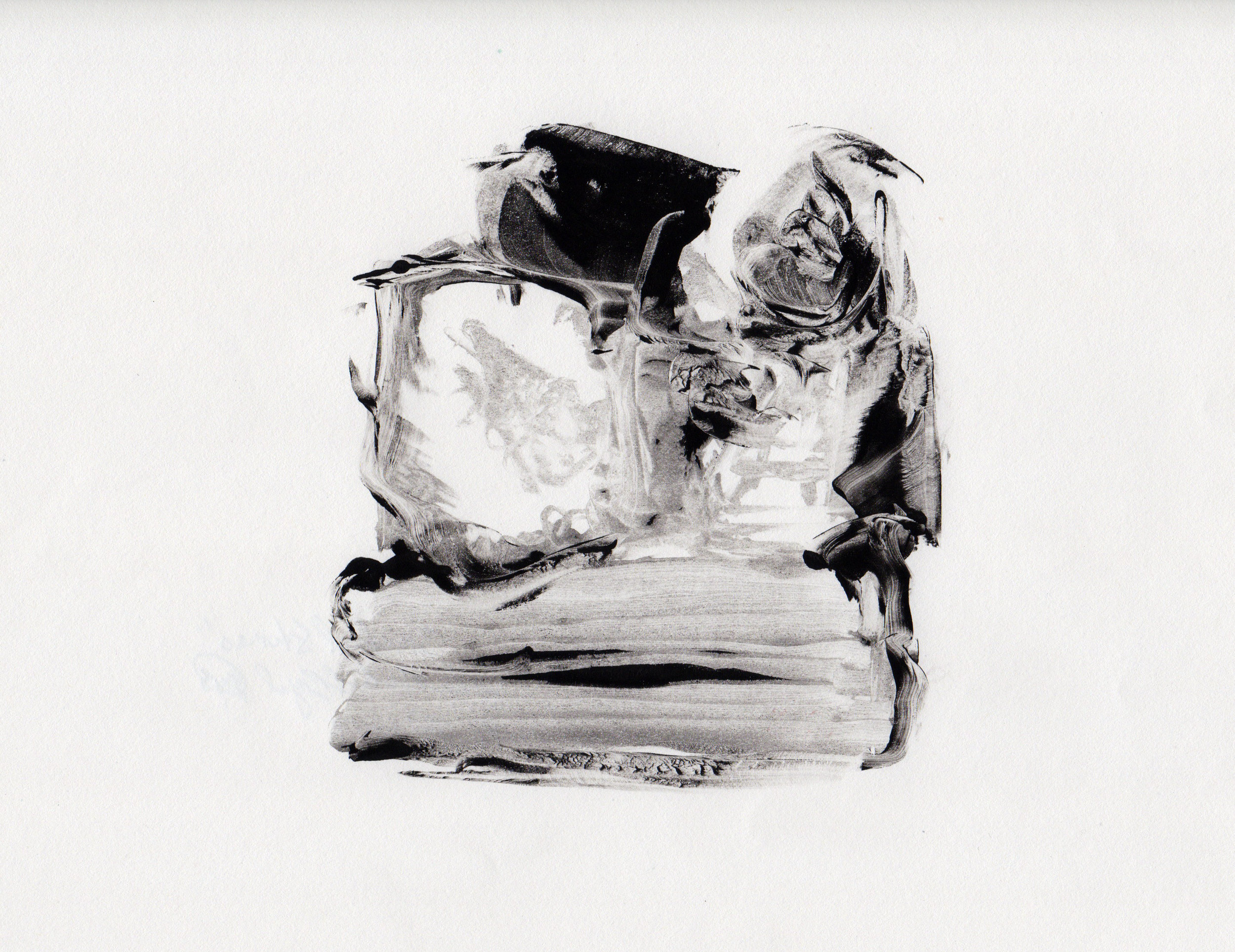 Stacked Stones, 2014, gelatin monotype, 10x9 inches