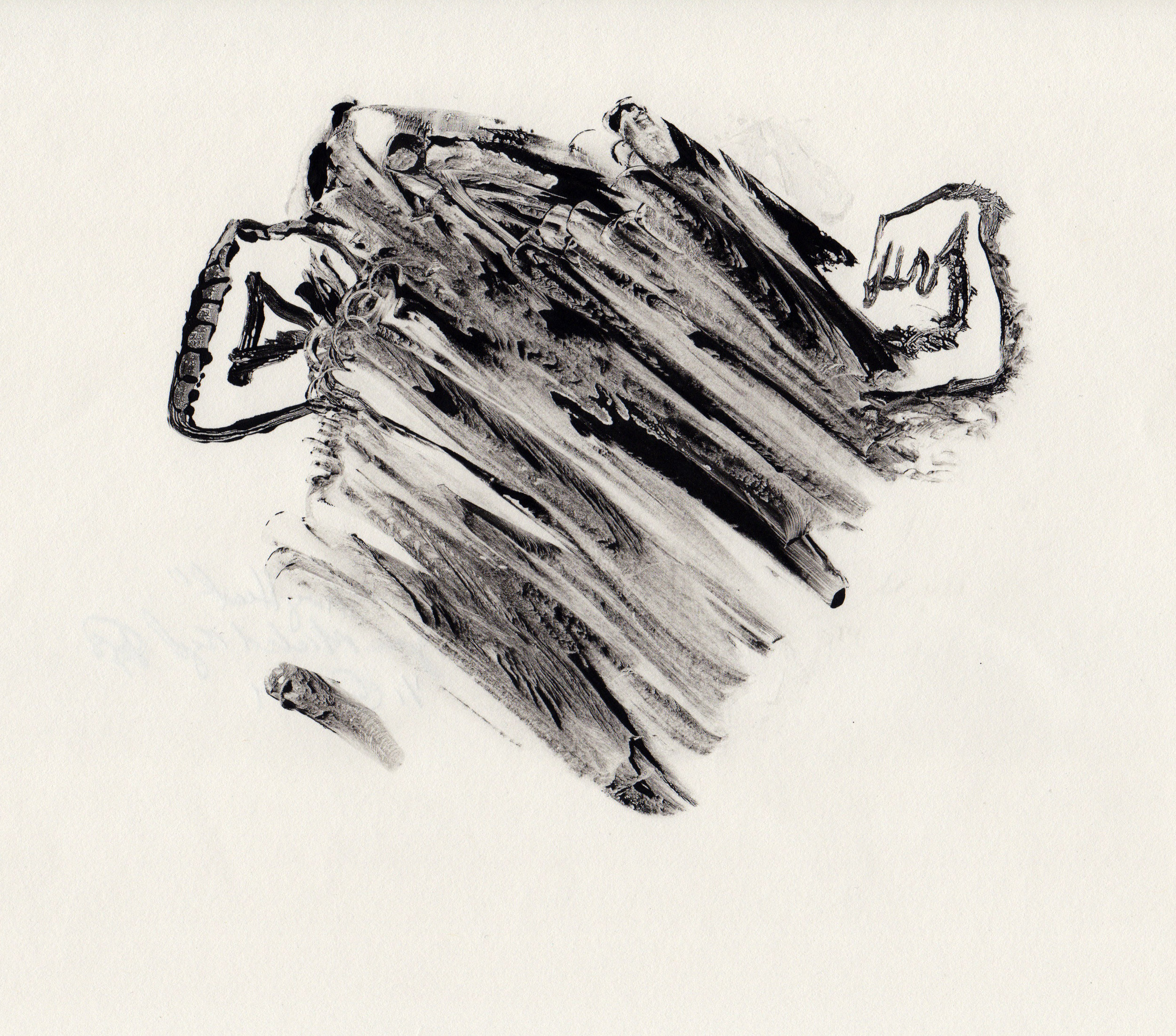 Strong Heart, 2014, gelatin monotype, 10x9 inches