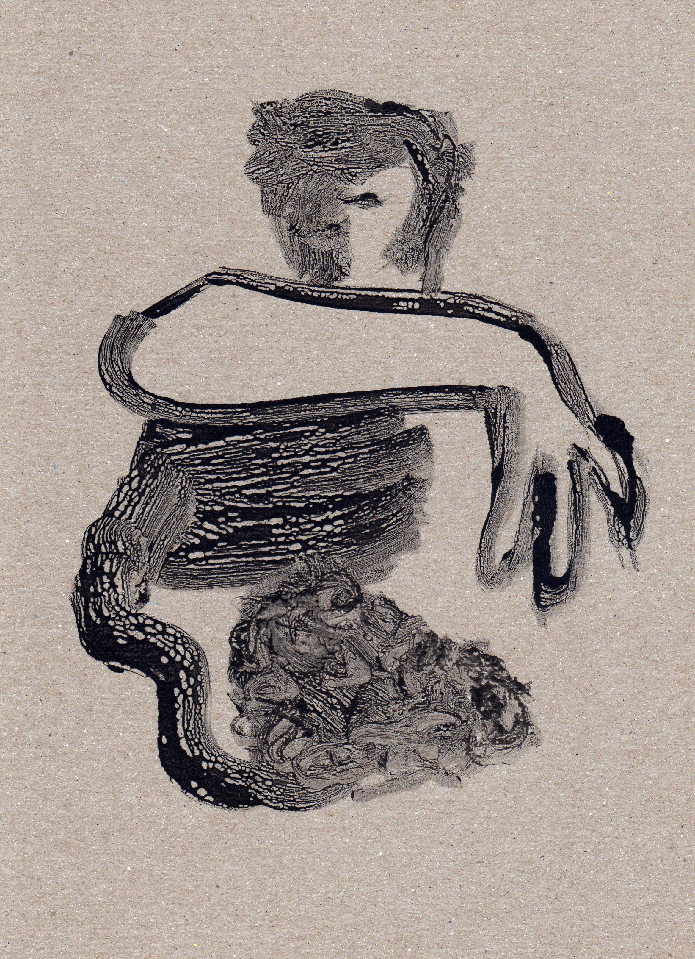 Untitled Clearing the Table, 2014, gelatin monotype, 11x8 inches