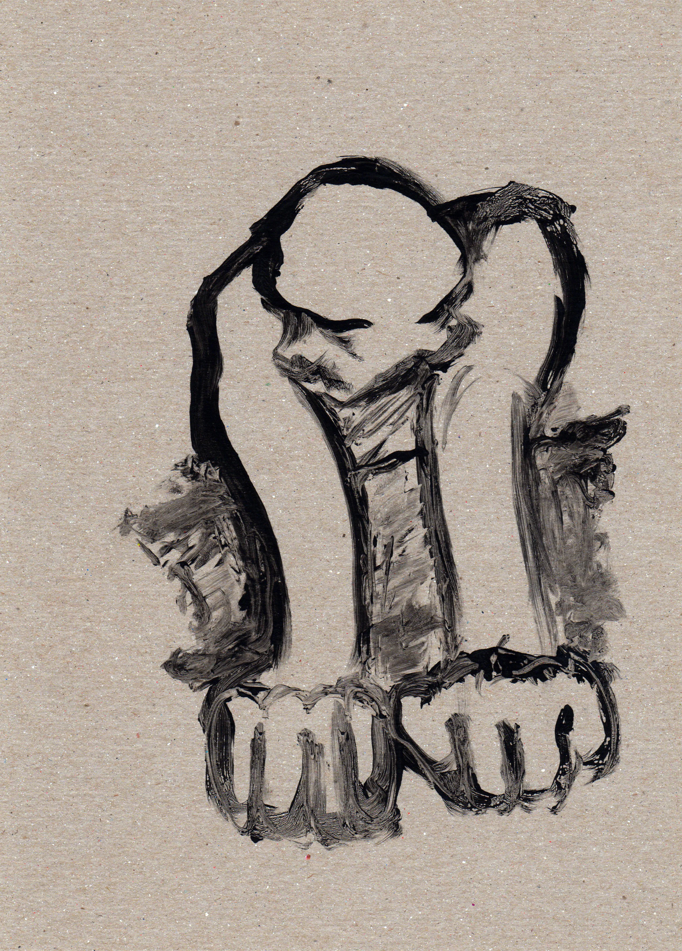 Untitled Hang, 2014, gelatin monotype, 11x8 inches