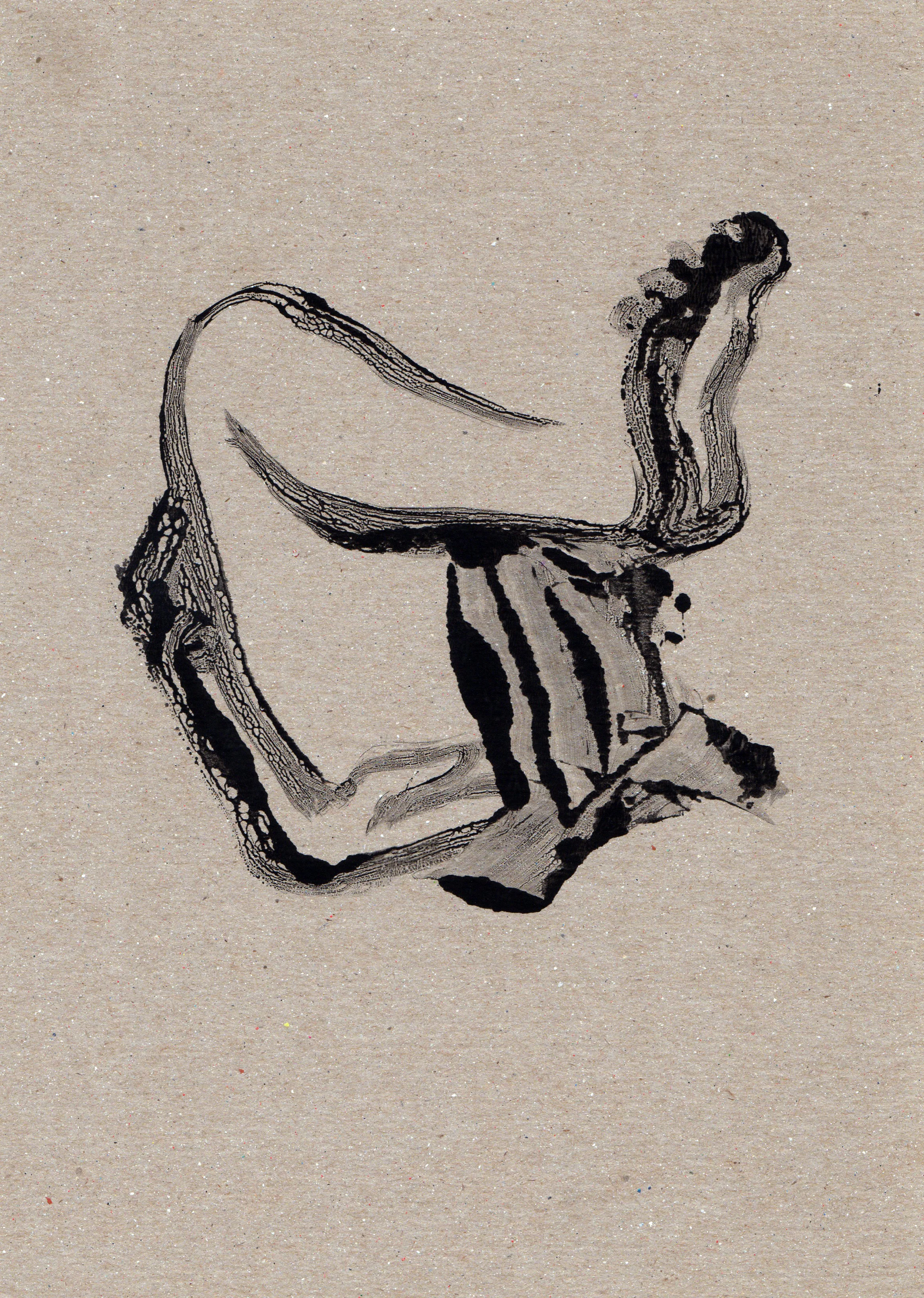 Untitled Wrestle, 2014, gelatin monotype, 11x8 inches