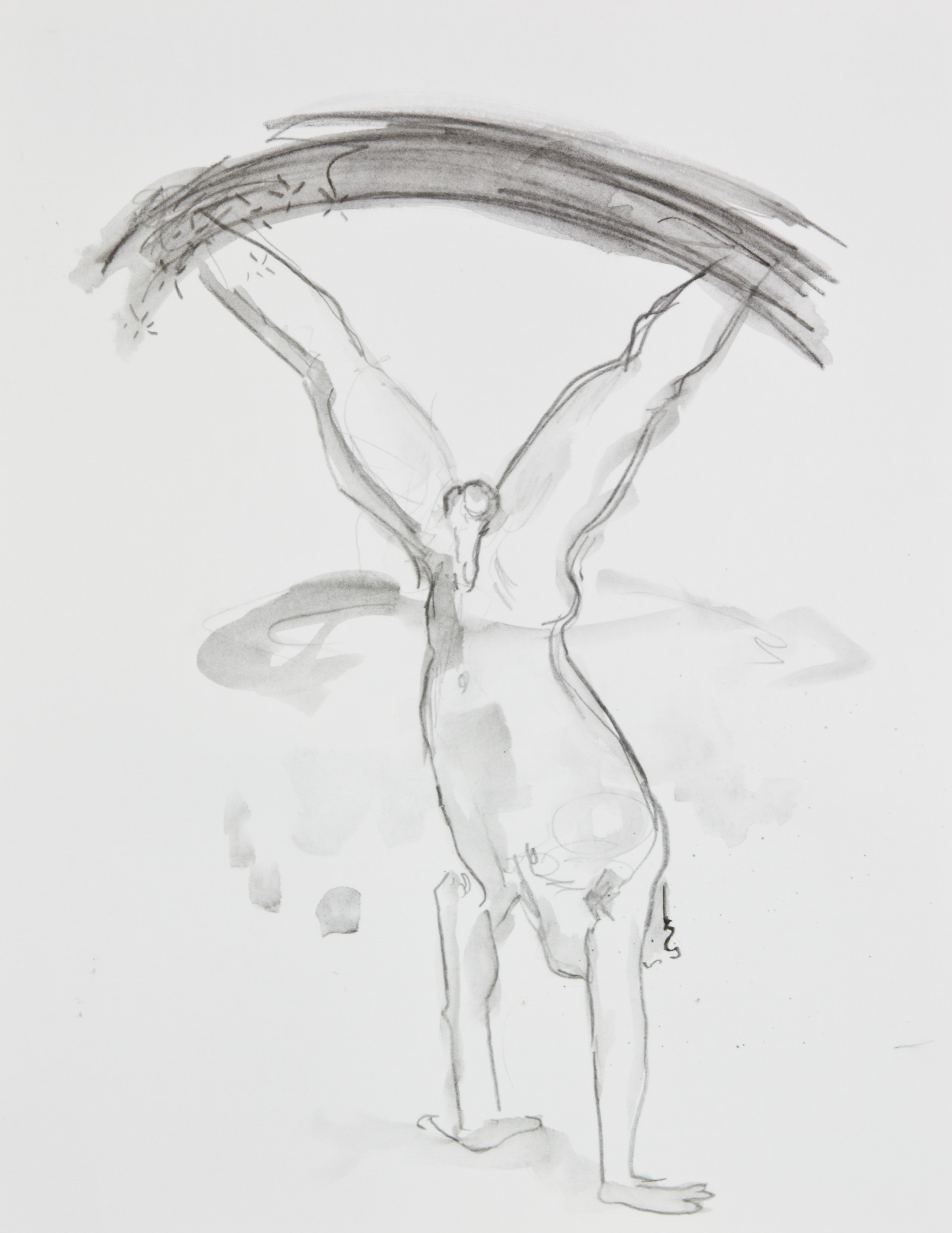 Flip And Hang From Nowhere, 2013, graphite on paper, 11x14 inches