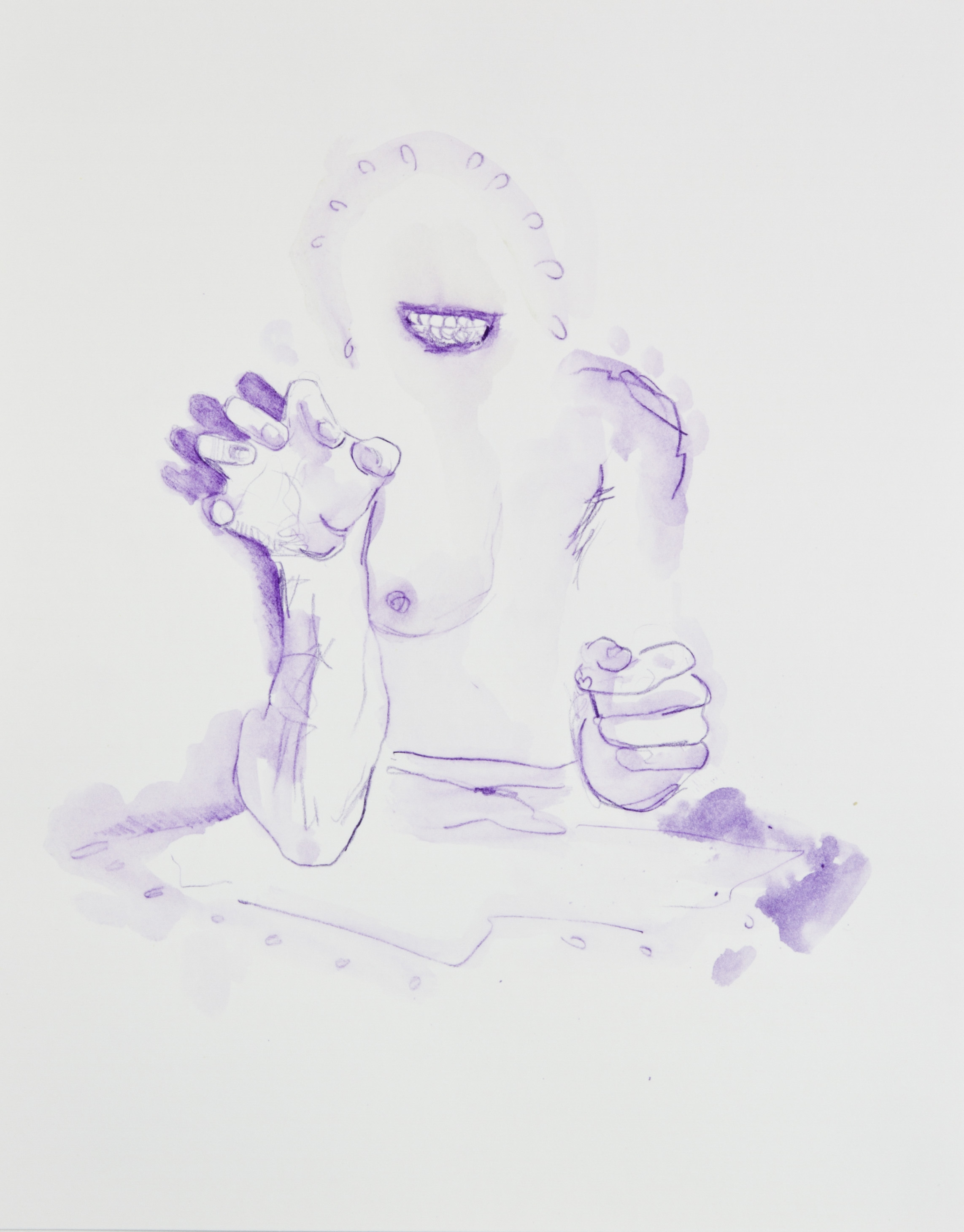 Purple Snarl Thingy, 2013, graphite, crayon and watercolor pencil on paper, 11x14 inches