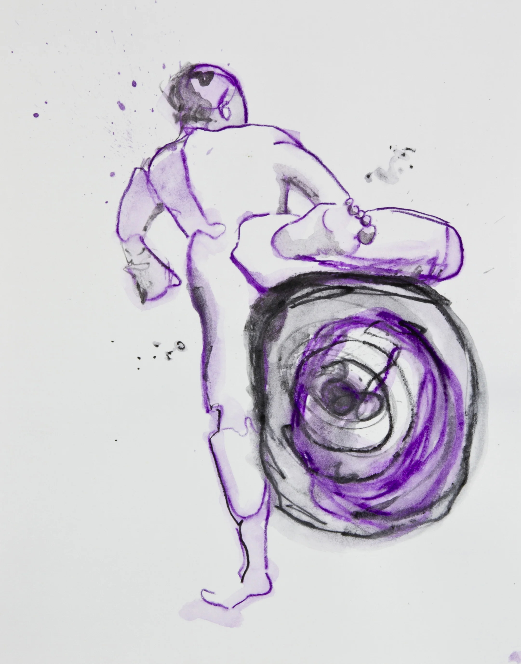 Straddling The Gap, 2013, graphite, crayon and watercolor pencil on paper, 11x14 inches
