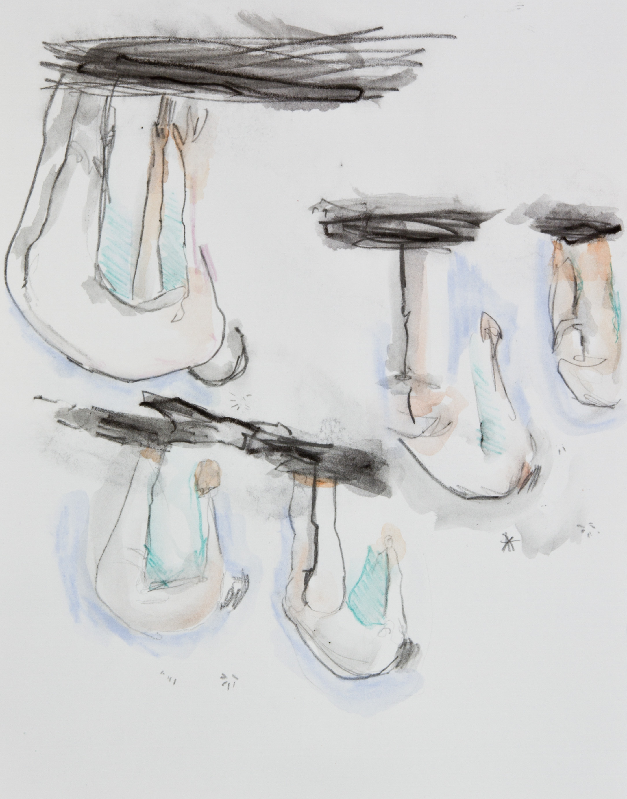 They Fell From Above, 2013, graphite, crayon and watercolor pencil on paper, 11x14 inches