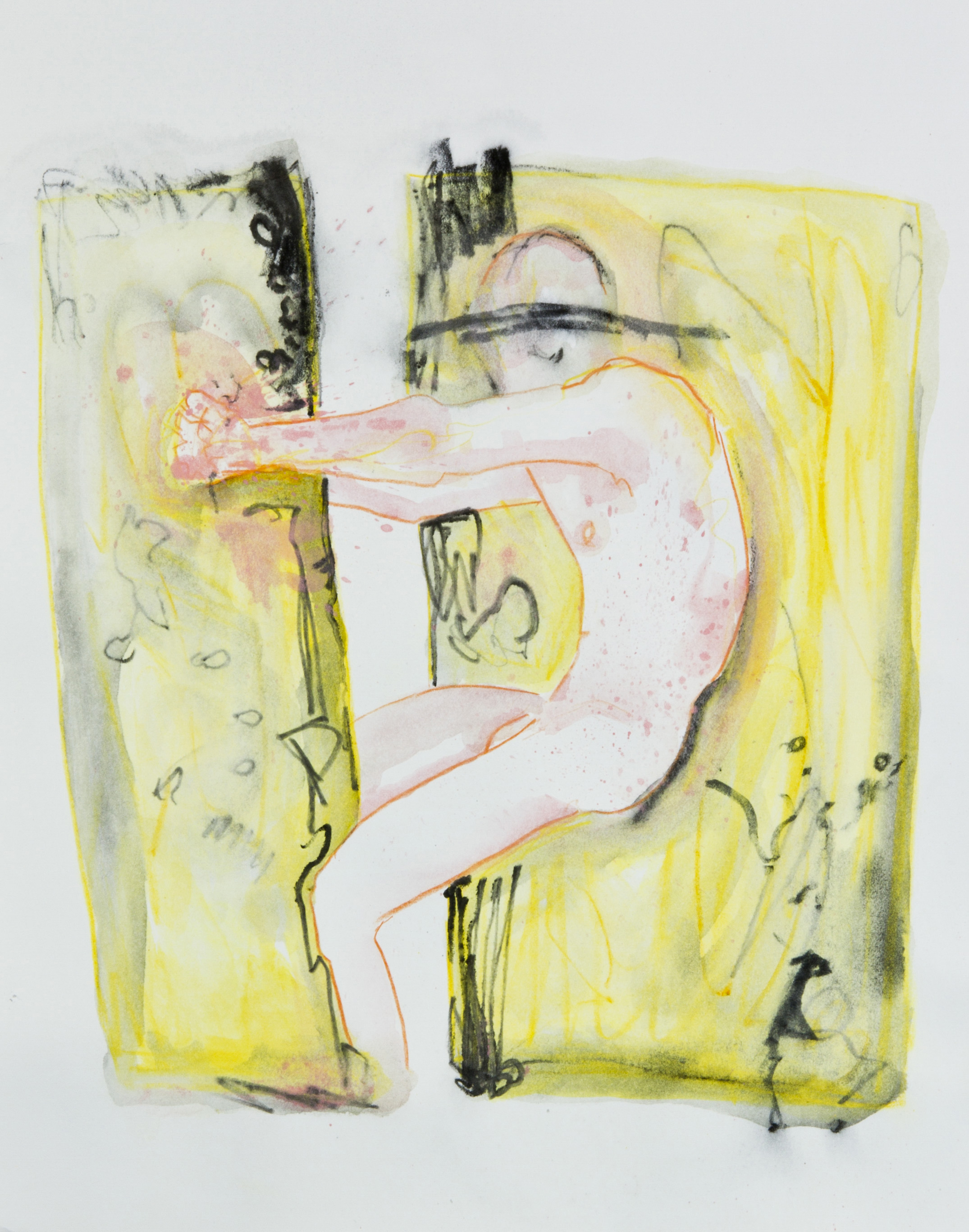 Two Yellow Pools, 2013, graphite, crayon and watercolor pencil on paper, 11x14 inches