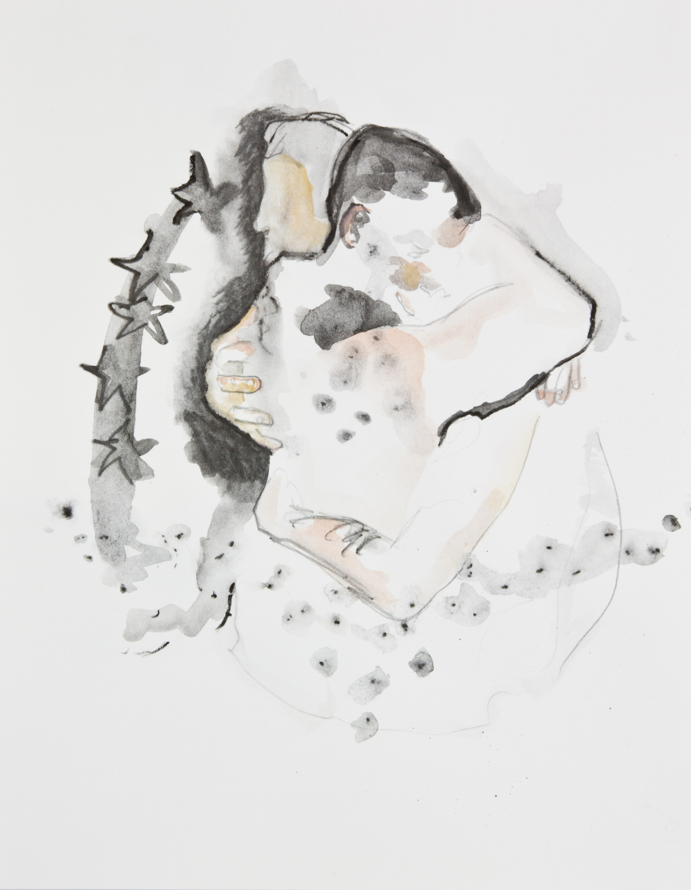 When Stars Collide, 2013, graphite, crayon and watercolor pencil on paper, 11x14 inches