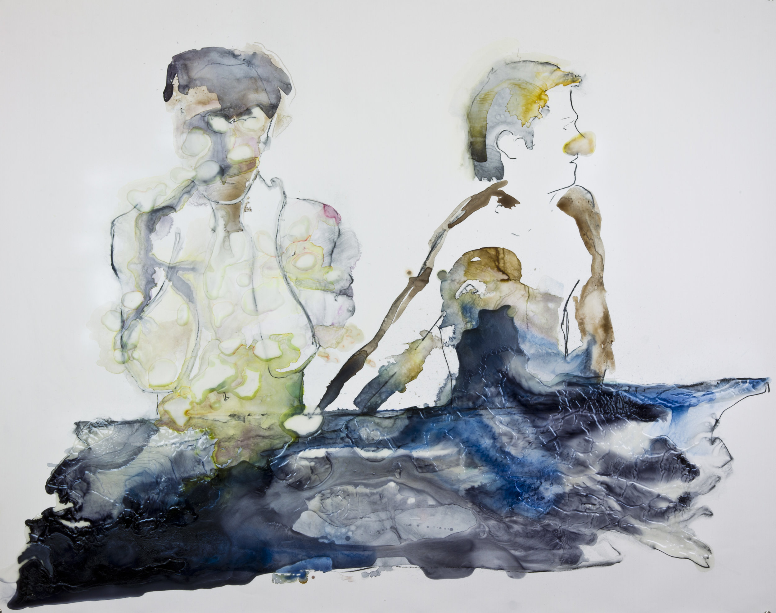 One If by Hand Two If by Sea, 2012, watercolor and acrylic on polypropylene, 48x60 inches