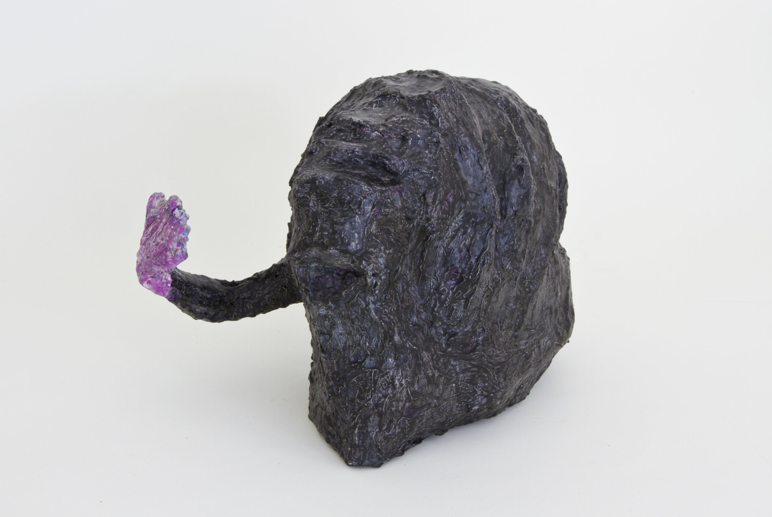 Black Mass and Arm, 2015, Plaster, Acrylic Paint, Mixed Materials, 16x16x19 inches