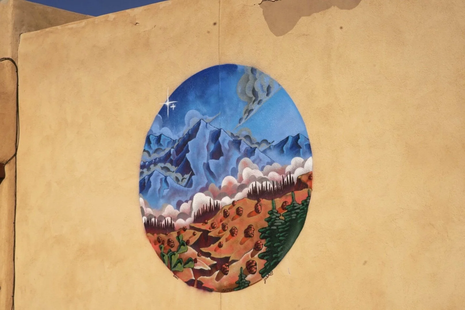 Circular mural for Coffee Apothecary & Mary Janes Taos, NM