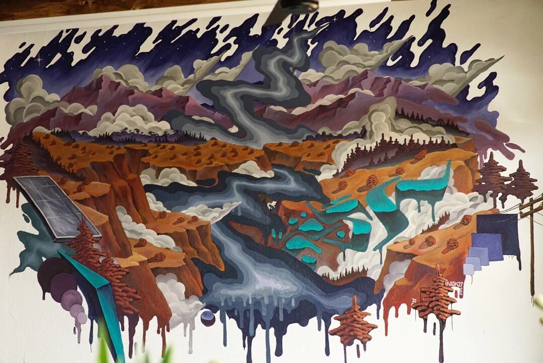 Mural done with Brush at Taos Canyon Cannabis