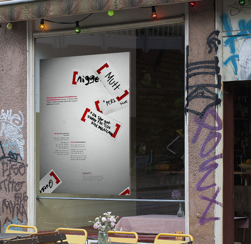 The label poster was created to bring awareness to the differences between mindful and mindless Stereotyping. The labels, which were filled out by different people, were photographed and added into the poster as a way to grab the viewers’ attention and intrigue them to read deeper.