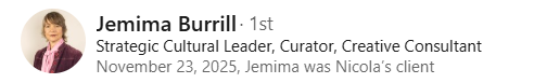 LinkedIn profile for Jemima Burrill