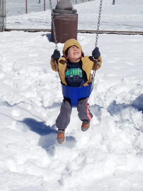 Swinging in the snow!