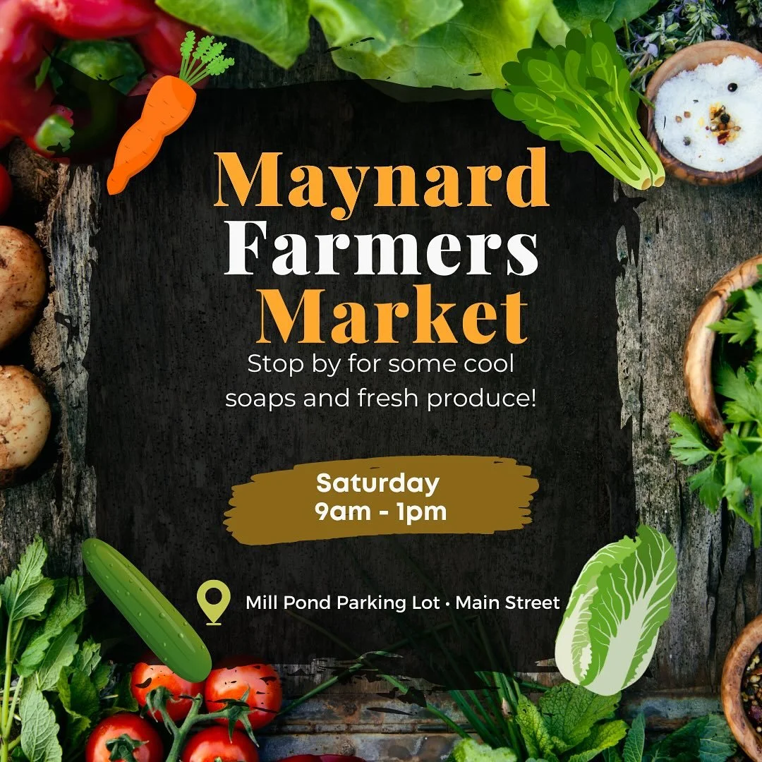 Hey Maynard, MA! I’ll be at the @maynardfarmersmarket today from 9am - 1pm. C’mon by and stock up. It’s my final weekend in Maynard for a while. Hope to see you there!