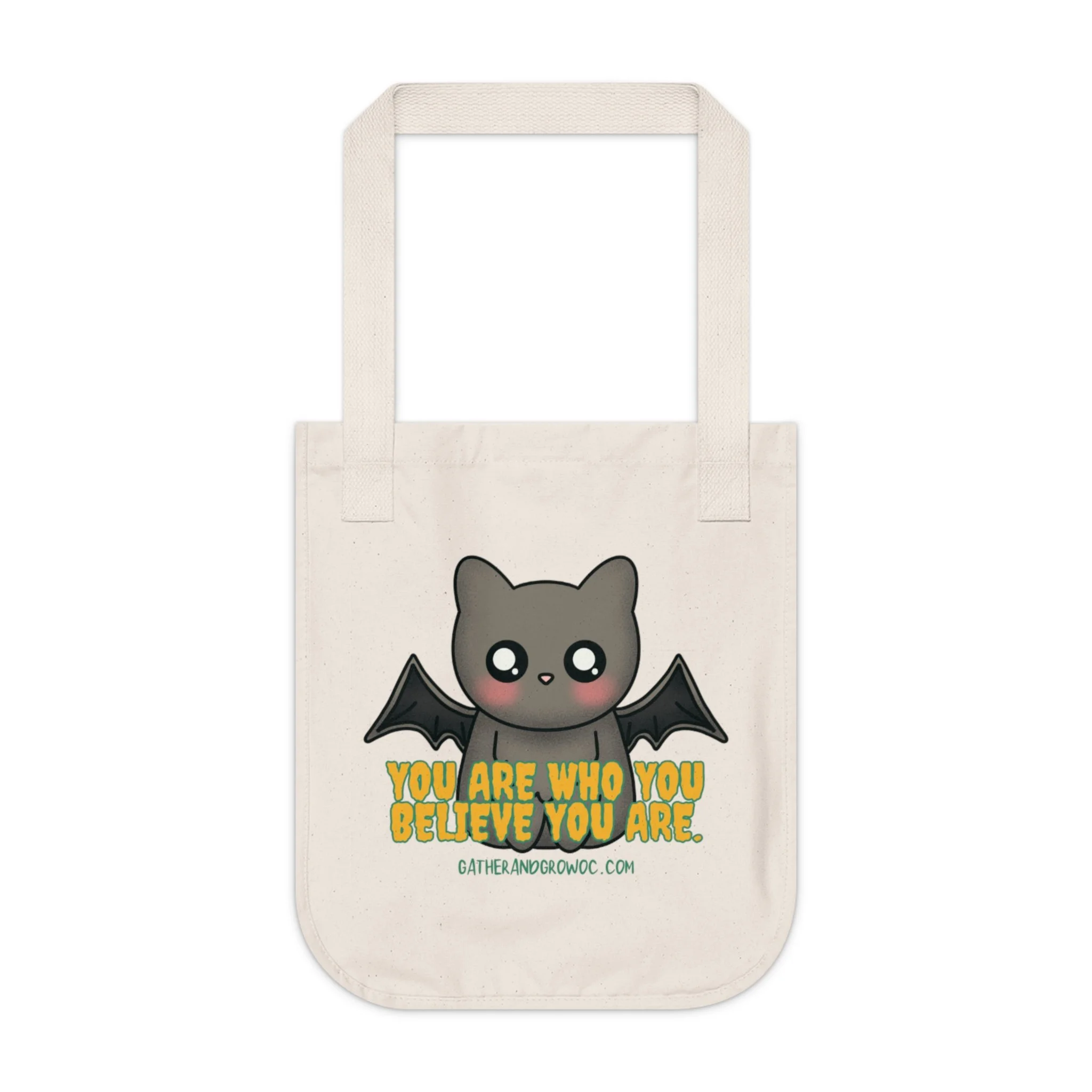 Organic Canvas Tote Bag - Believe Bat