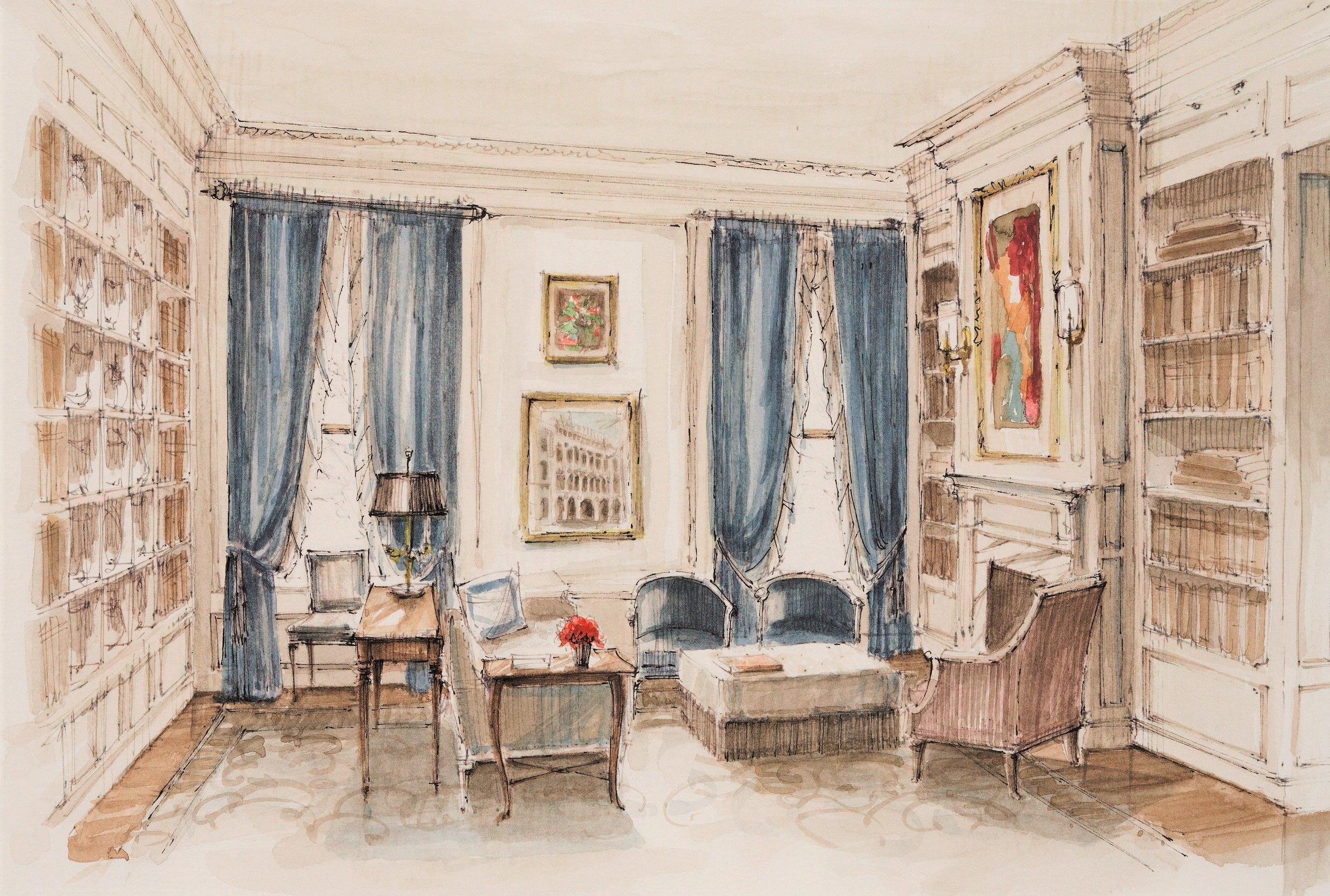 Interior Watercolor renderings, Interior Design Renderings — Lesliejon