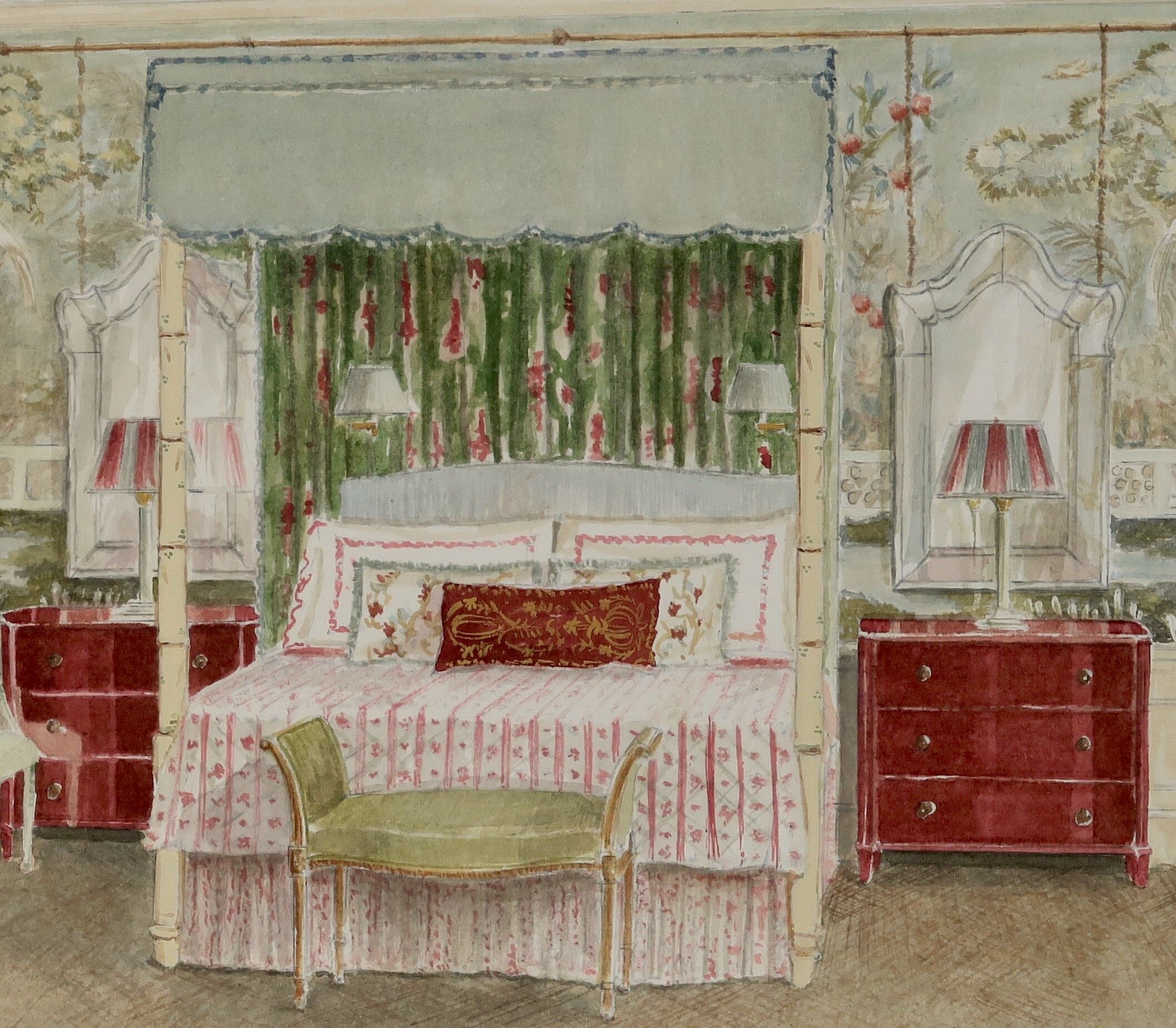Interior Watercolor renderings, Interior Design Renderings — Leslie-jon ...