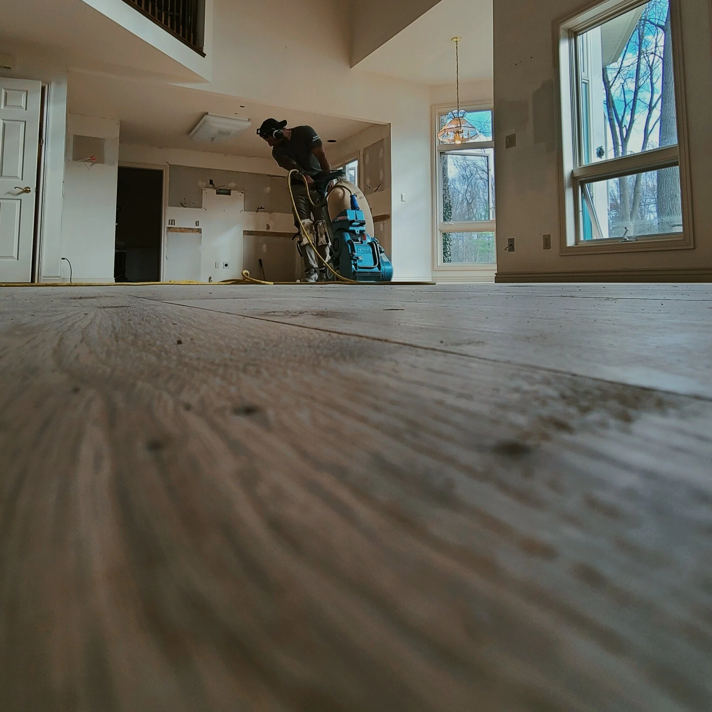 Refinish of white oak floor using the NWFA 5 step sanding method.