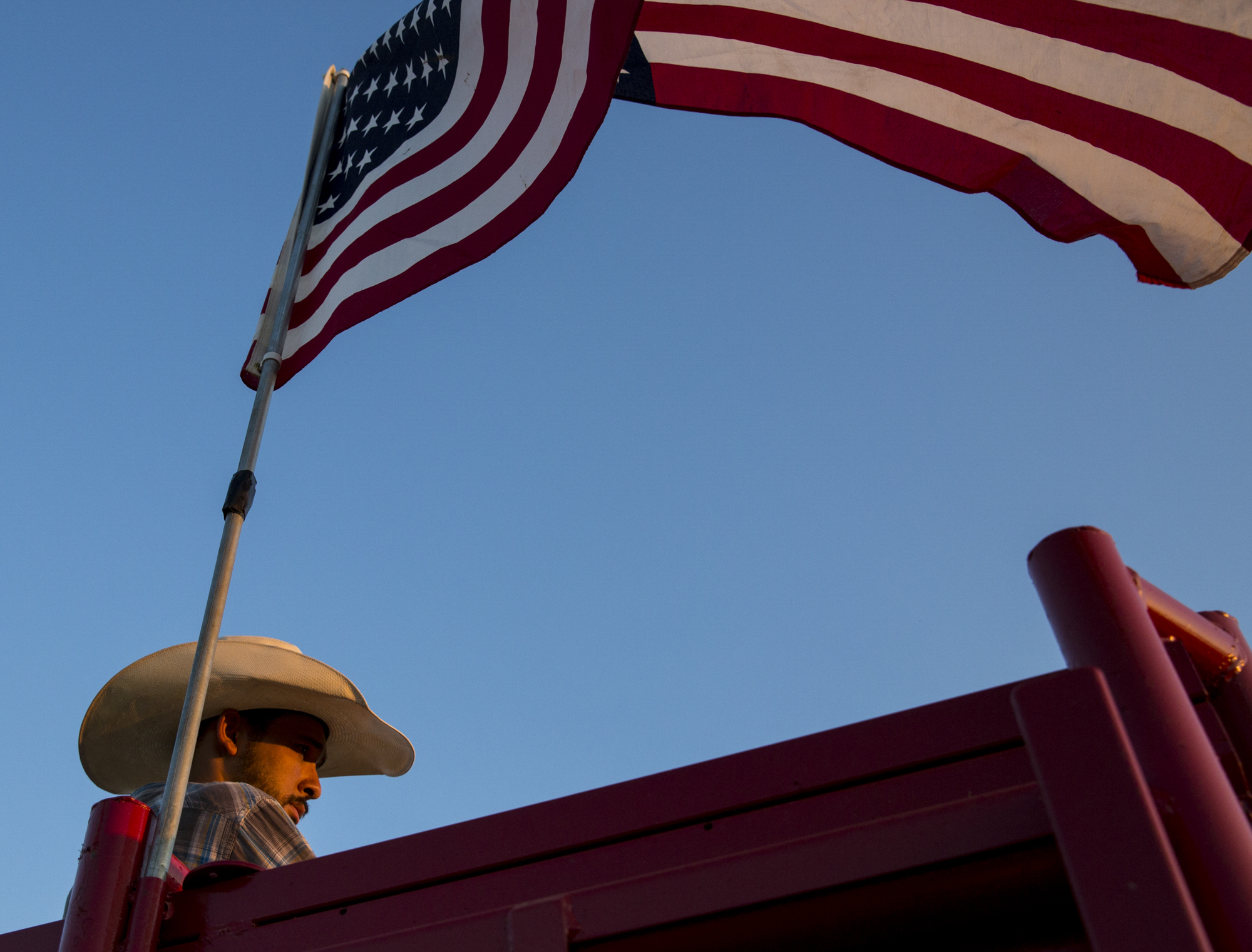  A cowboy watches during the annual Boys and Bulls Rodeo at the Fayette County Fair on August 3, 2017. 