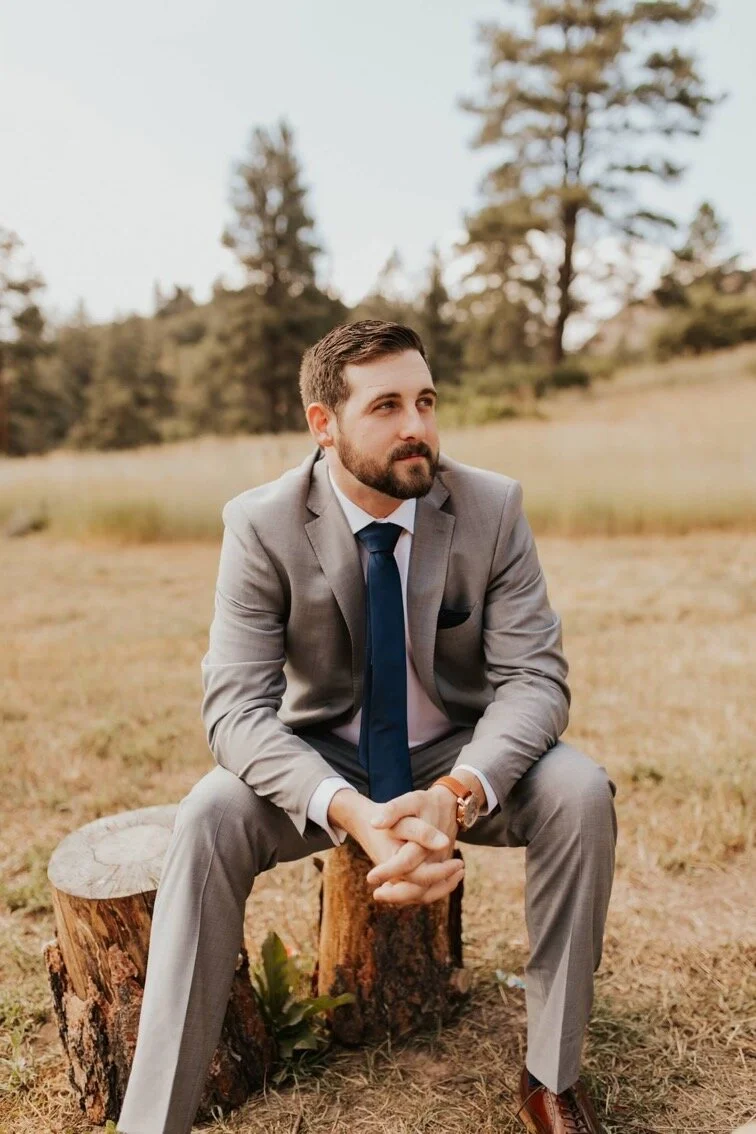 Classy Groom Grey Suit for Mountain Wedding