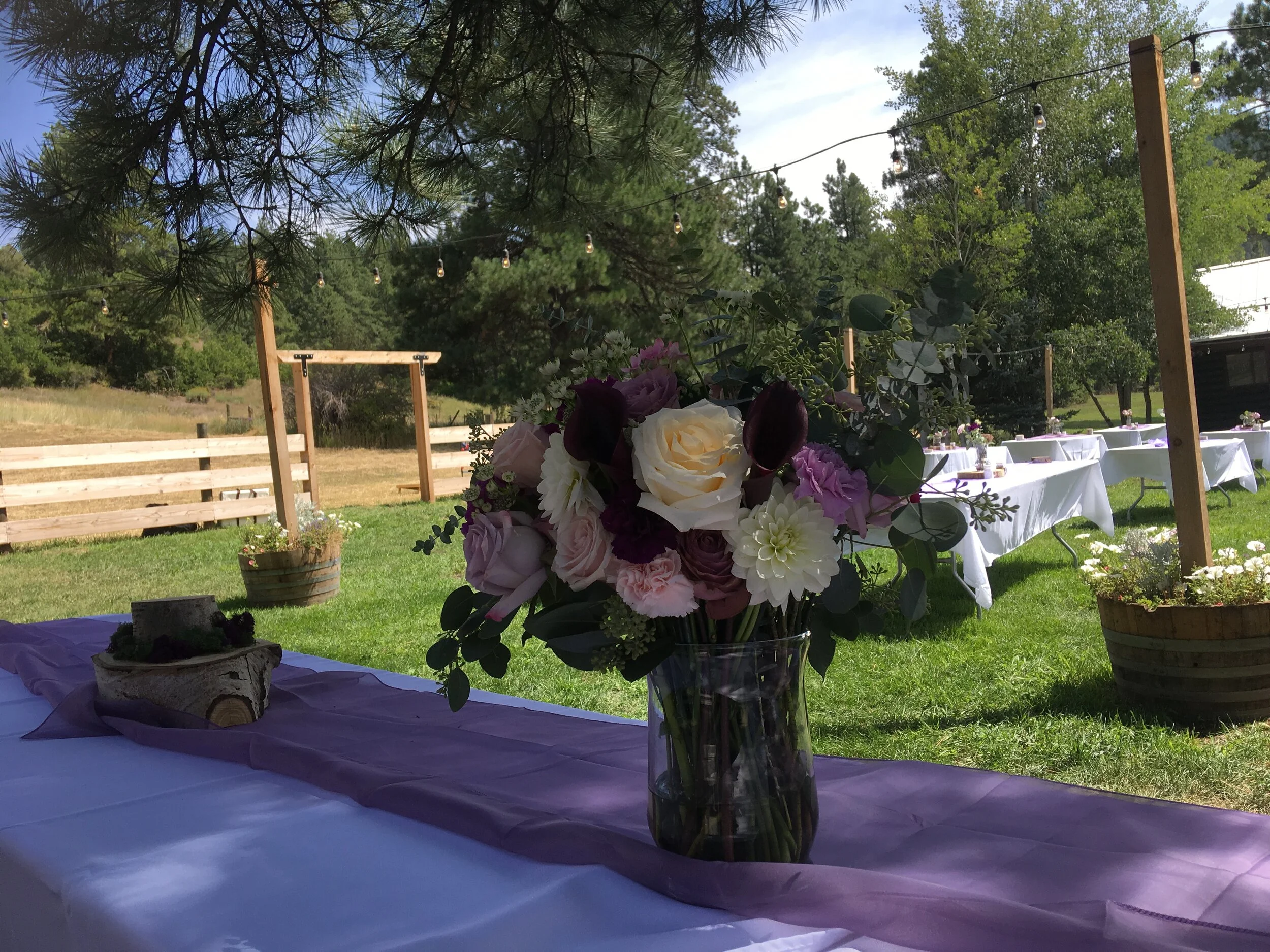 Purple, Lavender and Cream Floral Centerpiece 