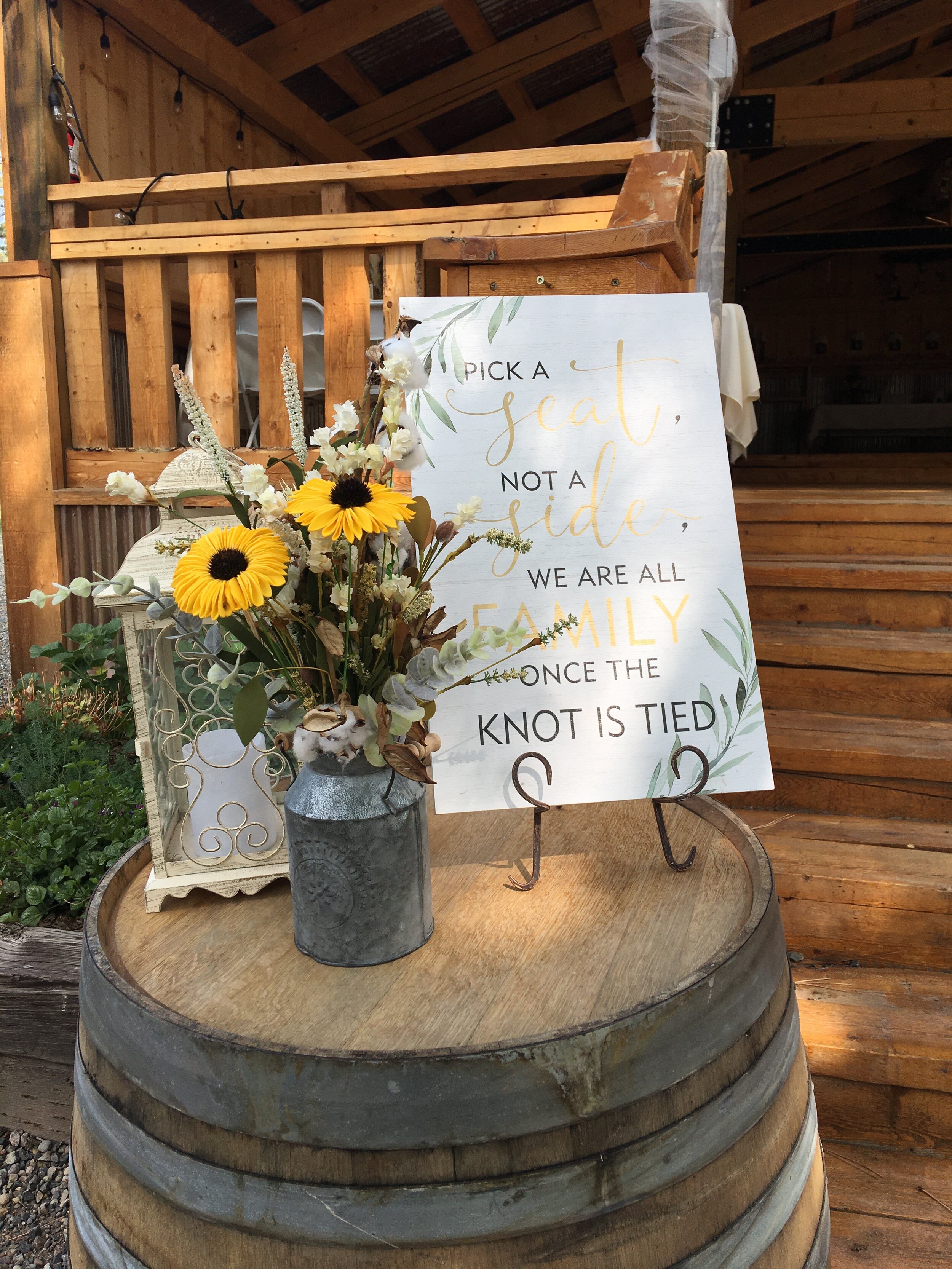 Elegant "Pick a seat not a side, we are all family once the knot is tied"