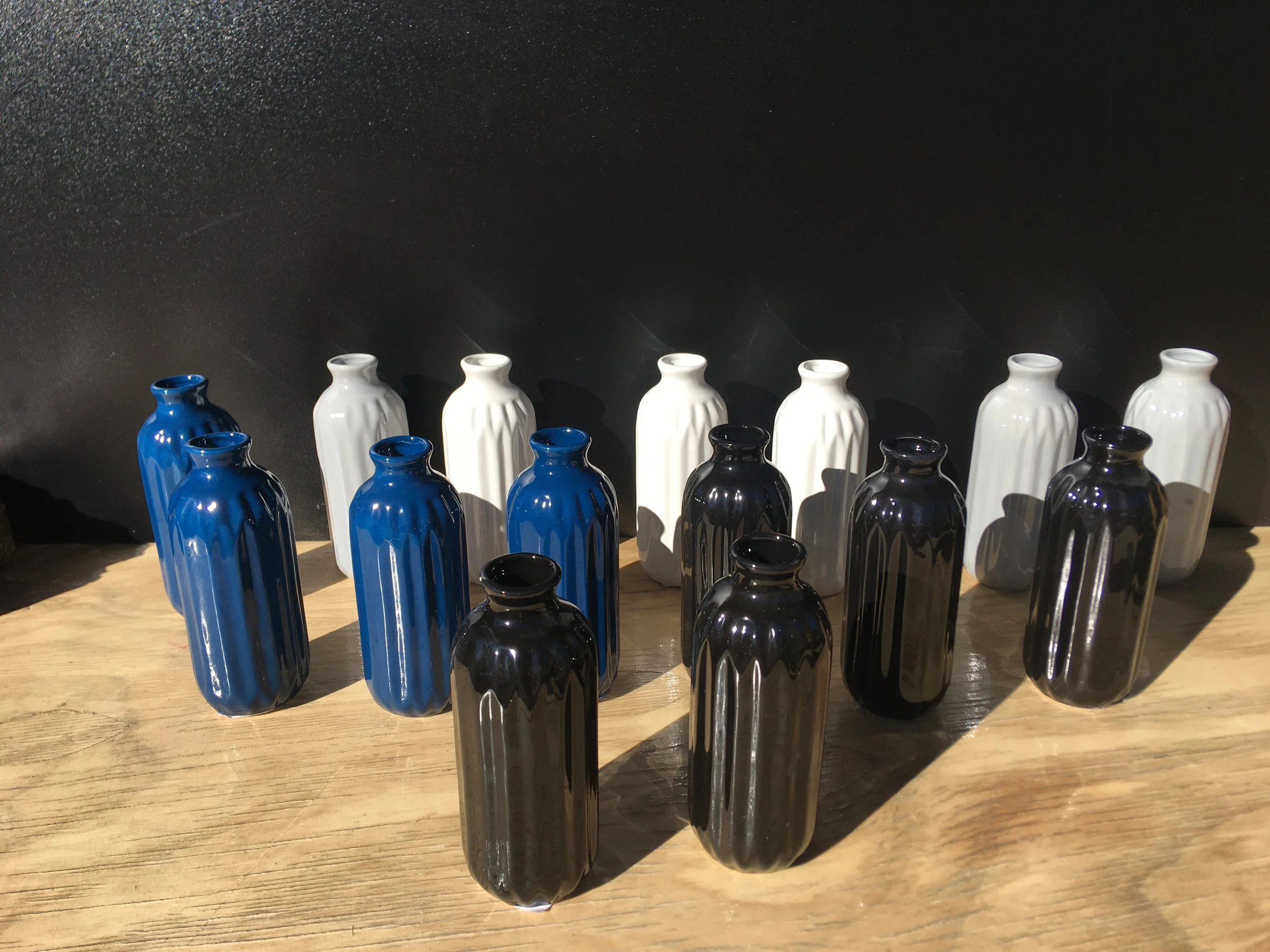 15 count Collection of Navy, Grey, and Black vases