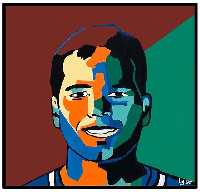 [1/7] 𝑻𝒐𝒎 𝑩𝒓𝒂𝒅𝒚&rsquo;𝒔 𝑬𝒗𝒐𝒍𝒖𝒕𝒊𝒐𝒏. 
Portrait Series, 2x2 feet on gallery wood panel with acrylic and spray paint. .
.
.
.
.
#bostonsports #bostonartist #newenglandfootball #patriots #tombrady #evolution #bigsamspaints