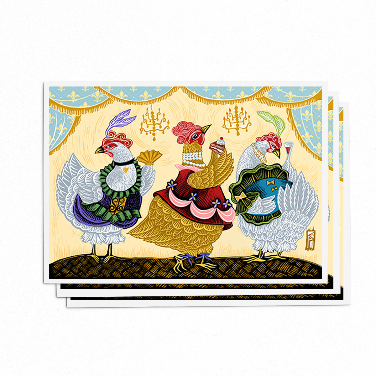 Three French Hens 5x7 Cards
