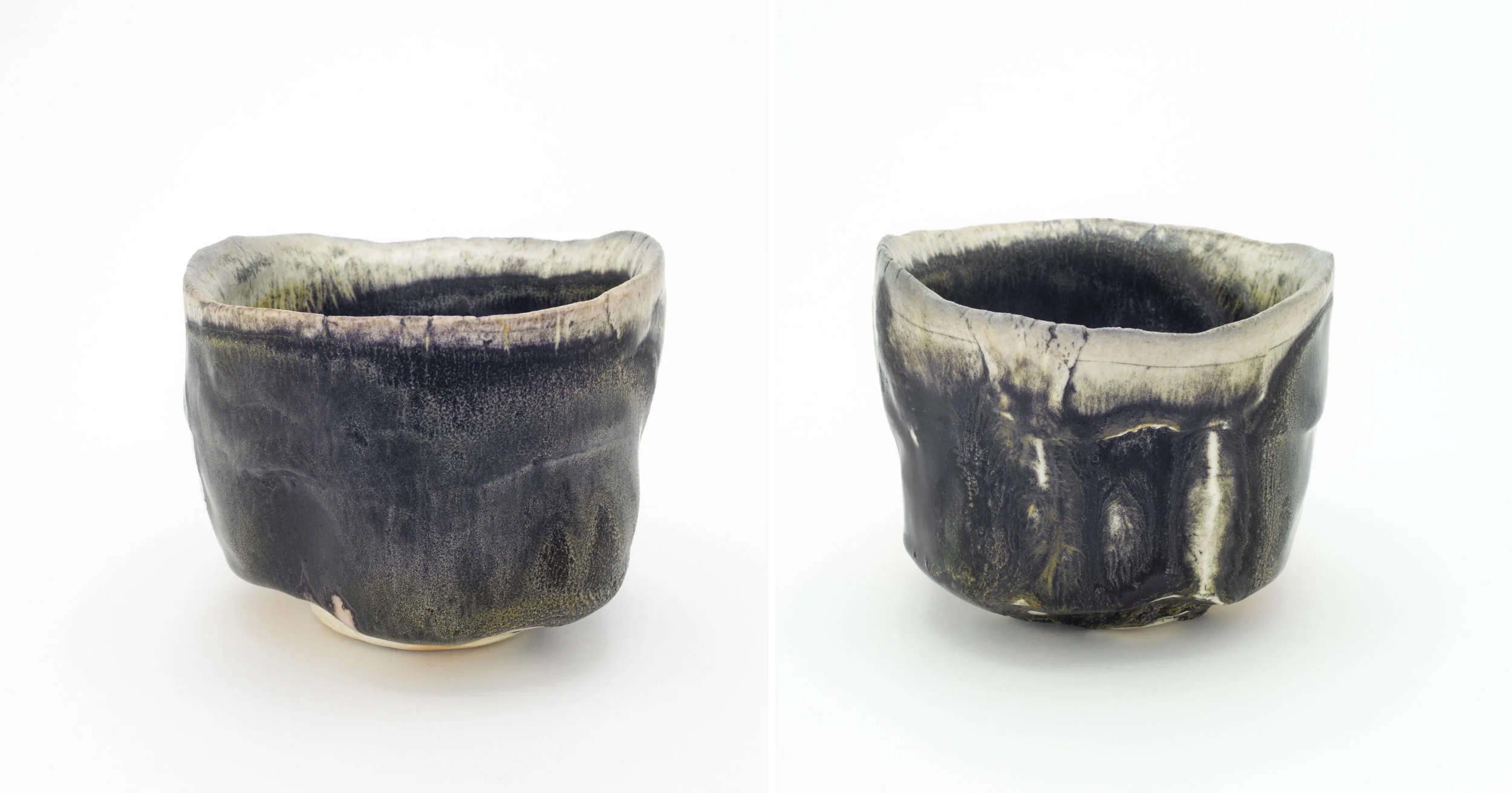 Ian Meares - Two Views - Porcelain Inchoate Bowl with Black Glaze and Holmium Dots from KU Anagama.jpg