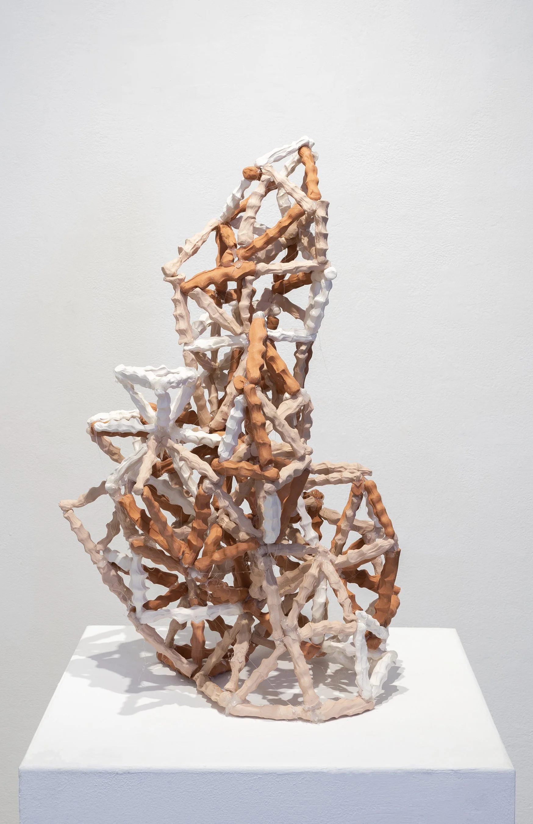      A GODZILLA SPINED KANGAROO, STANDING LIKE A PENGUIN LOOKING UP AT THE MOON — ASEMIC CONSTRUCTION    &nbsp;&nbsp;&nbsp;Porcelain, stoneware, earthenware, hot glue. 32” x 15” x 14”, 2021     