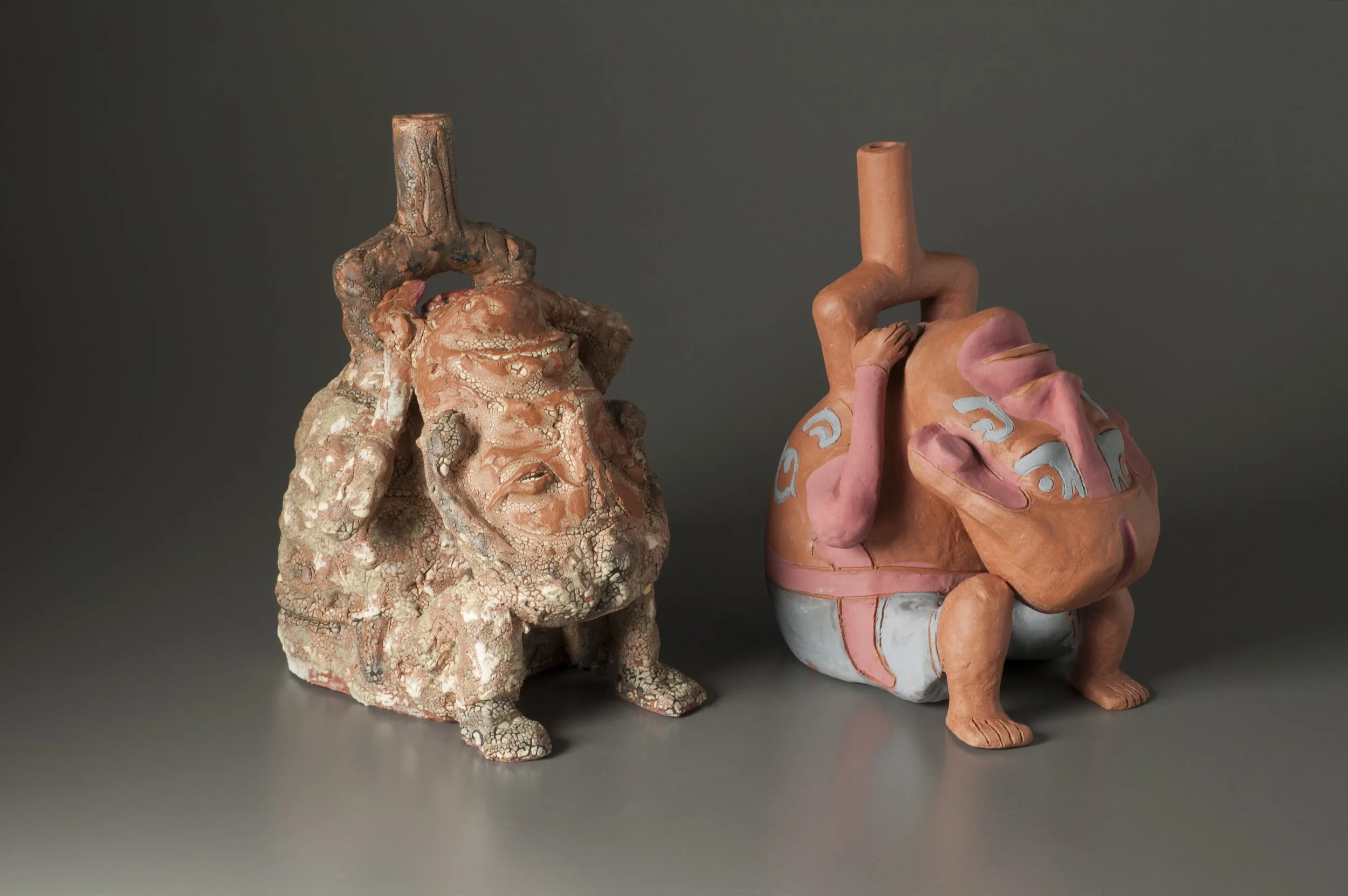     Intermediate Low Fire,  Historical Project‍ ‍—  Moche, Contrasting Variations: Decay &amp; Study&nbsp;       Terracotta. 14" x 22" x 9", 2018&nbsp;       