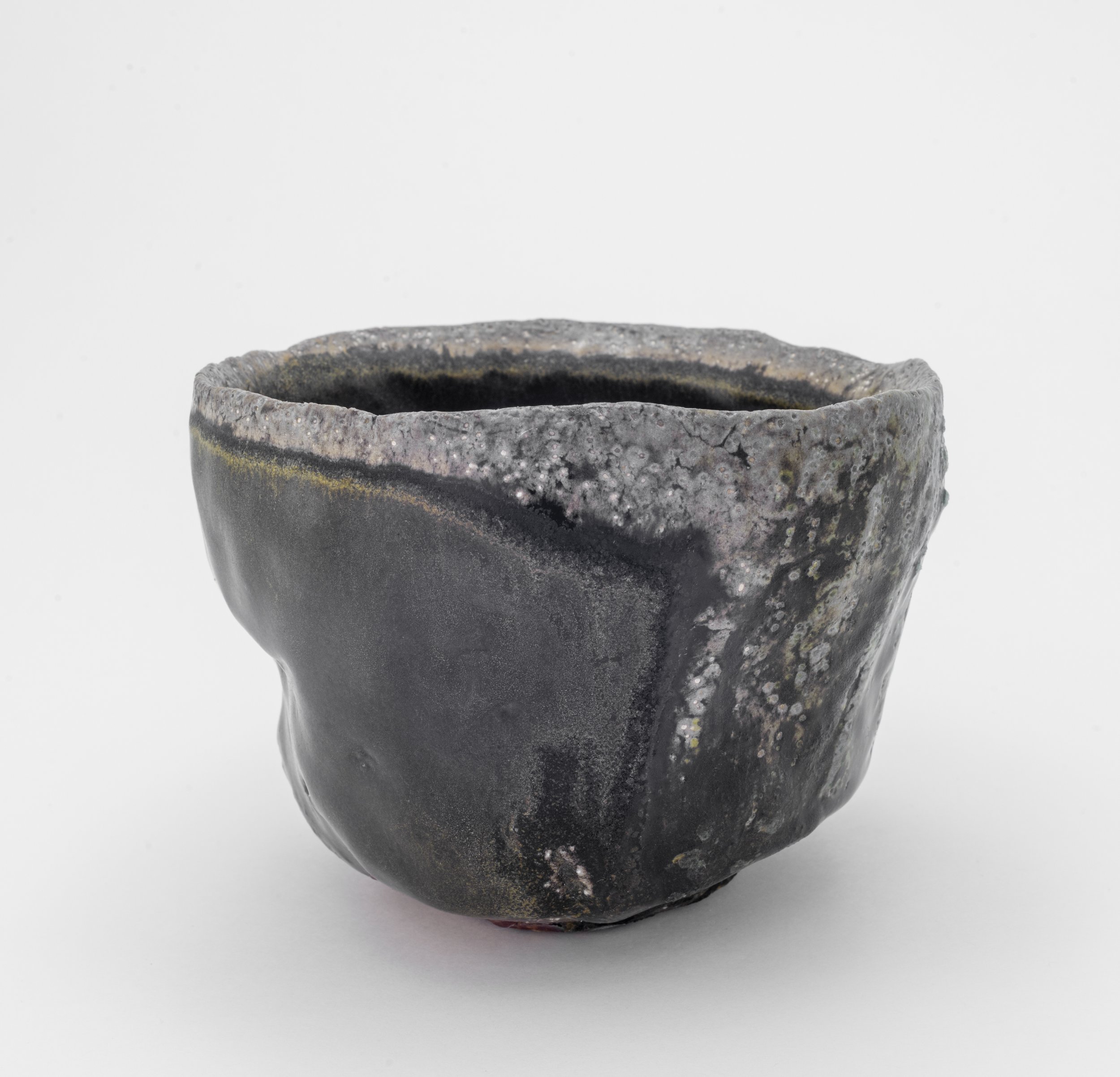    SATIN BLACK, STONEWARE, ANAGAMA FIRED — INCHOATE DRINKING VESSEL   &nbsp;   &nbsp;&nbsp;&nbsp;Ceramic. 3.5” x 4.5” x 4.5”, 2014     