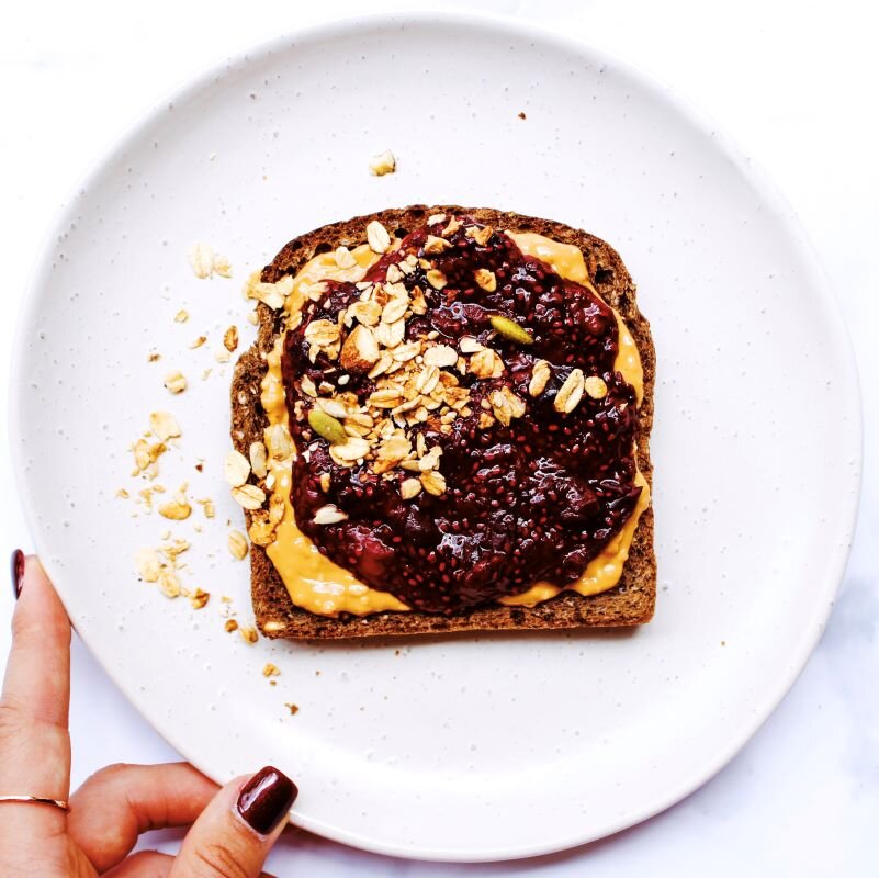 chia-jam-toast-peanut-butter-granola