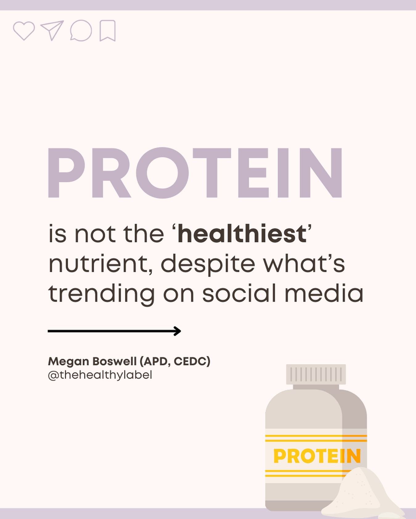 Is protein the &lsquo;healthiest&rsquo; macro? 👀🍳🥩🍣 

I see &lsquo;healthy high protein&rsquo; recipes trending with heaps of engagement on social media right now, and while protein is absolutely important, I do wonder about the impacts of protei