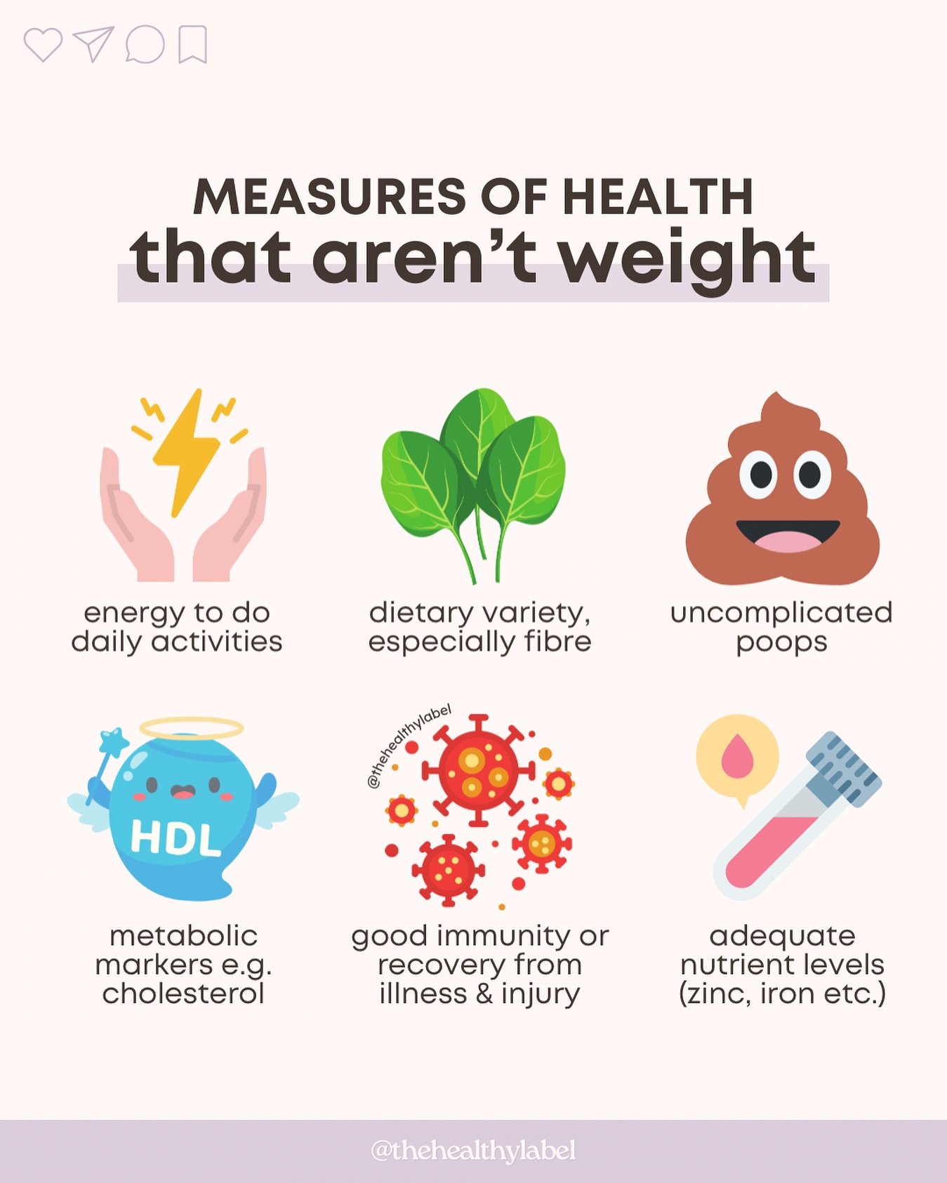 Let&rsquo;s chat about some measures of health that aren&rsquo;t the number on the scale, or body shape or size 🫶

Why is it important to have non-weight-based health goals? 🤔 

We&rsquo;ve made a lot of progress over the past few years in challeng