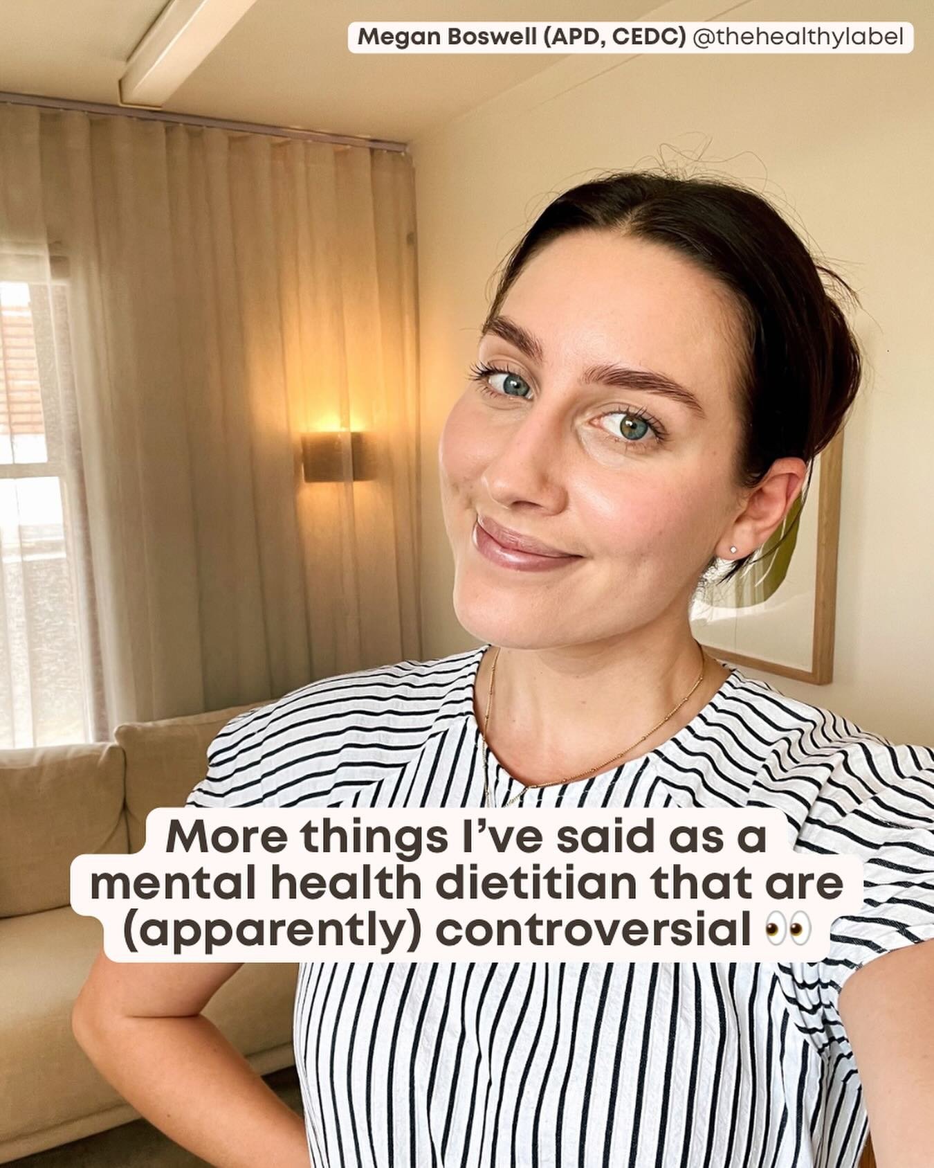 Oh hey! 👋 I&rsquo;m back in your feed with MORE things I&rsquo;ve said as a mental health &amp; eating disorder dietitian which are apparently controversial&hellip; [part 2] 👀

I&rsquo;m posting less frequently as things have been fairly busy with 