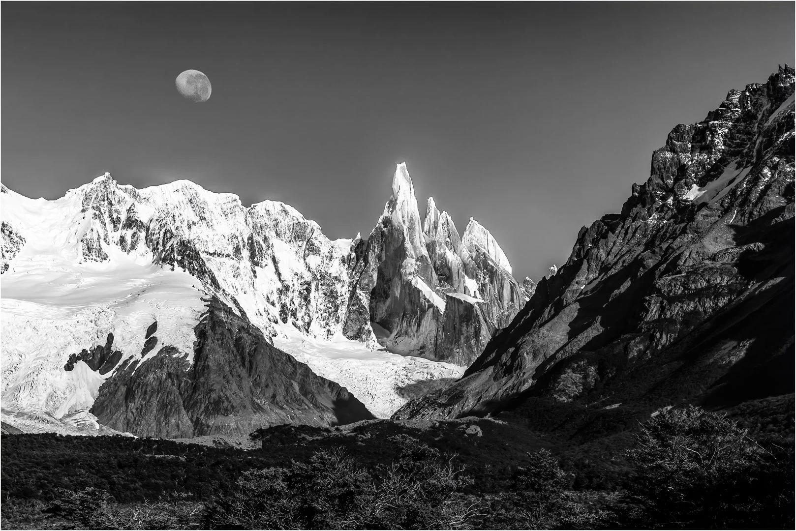   A Open Print Honour Martin Riley Moonset over Cerro Torre 
