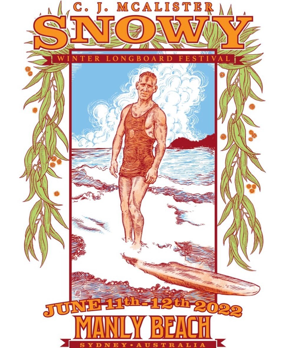 SNOWY ENTRIES NOW OPEN. Manly Malibu Boardriders is stoked to be hosting the 34th Annual C J McAlister &ldquo;Snowy&rdquo; Winter Longboard Festival - 10 Divisions over 2 days, June 11-12th 2022. Secure your spot and spread the word!
.
Epic art work 